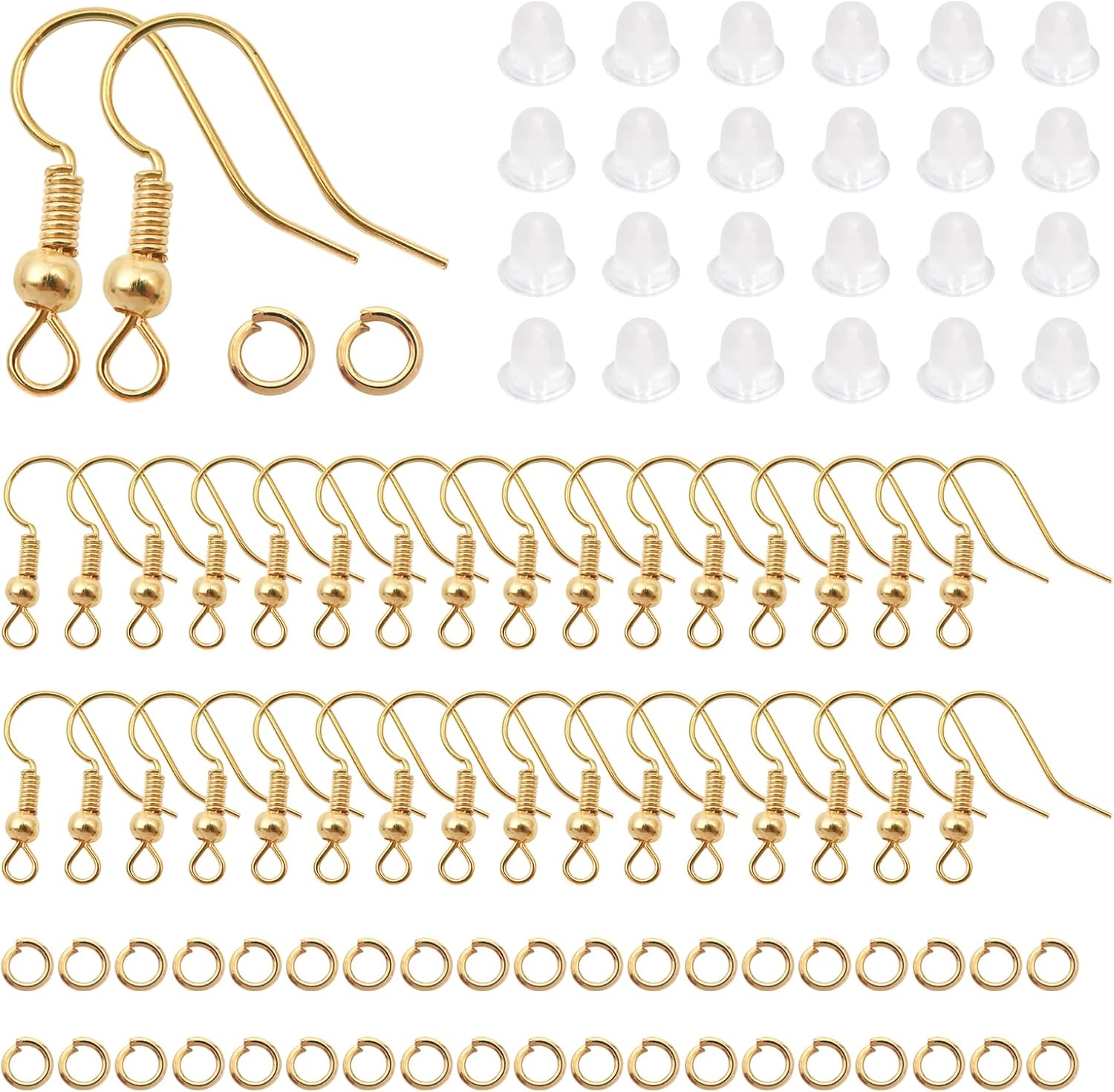 TOAOB 300pcs Earring Hooks Kits K Gold French Ear Wires 18mm