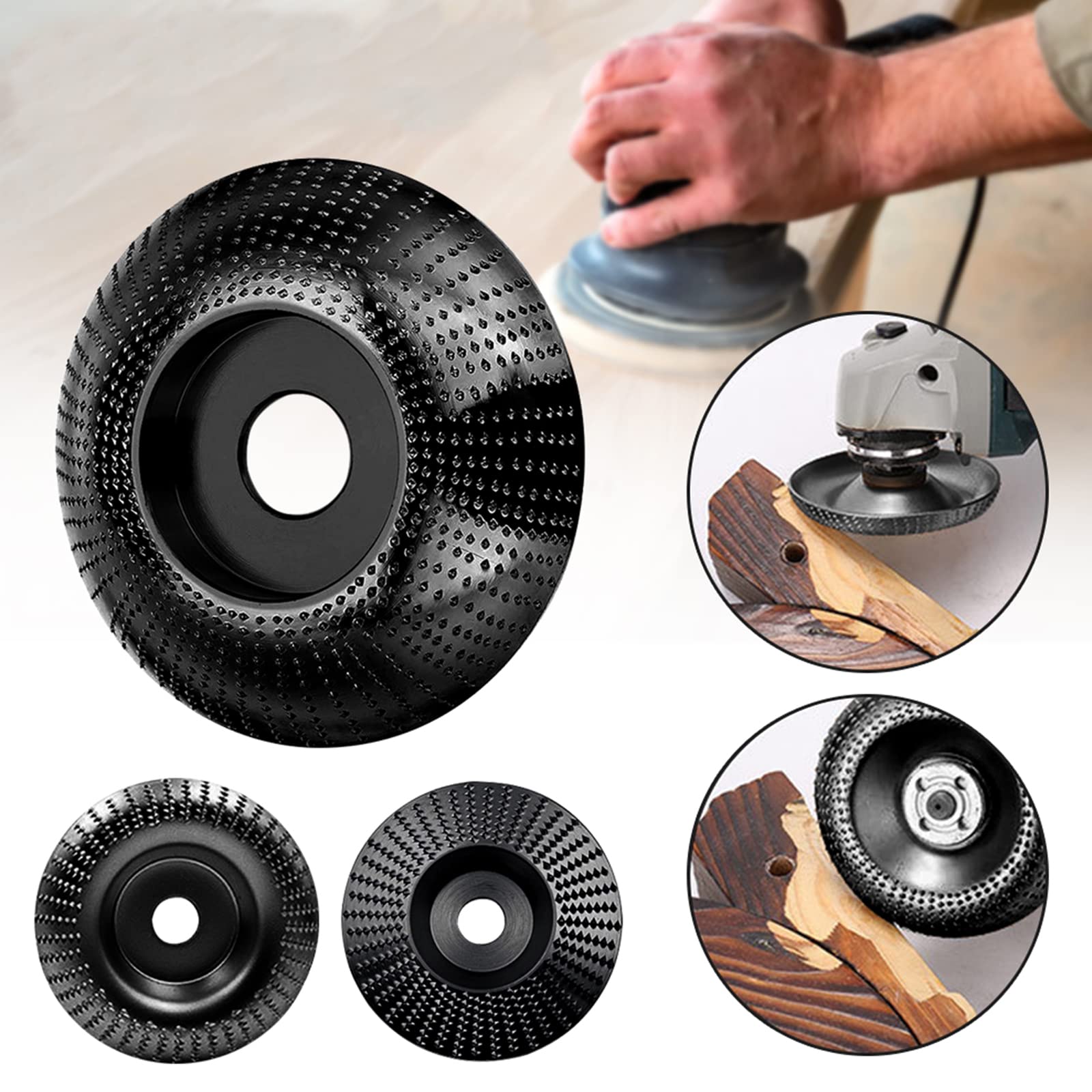 Holzschnitzscheiben Set Für Winkelschleifer – 4 Stück, Gold/Schwarz, Ø 100 Mm, Mit 22,2 Mm Dorn & Adapterringen | Für Holzformen, Schnitzen & Schleifen
