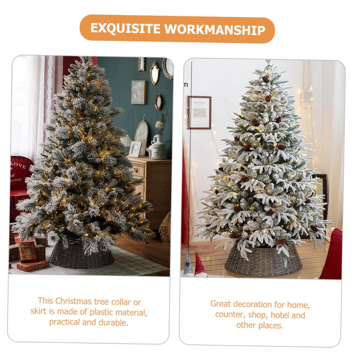 Gonna per Albero di Natale Rustica Grigio Collare Decorativo per Base Albero Adatta per Interni ed Esterni Decorazioni Natalizie Chic per Casa e Locali