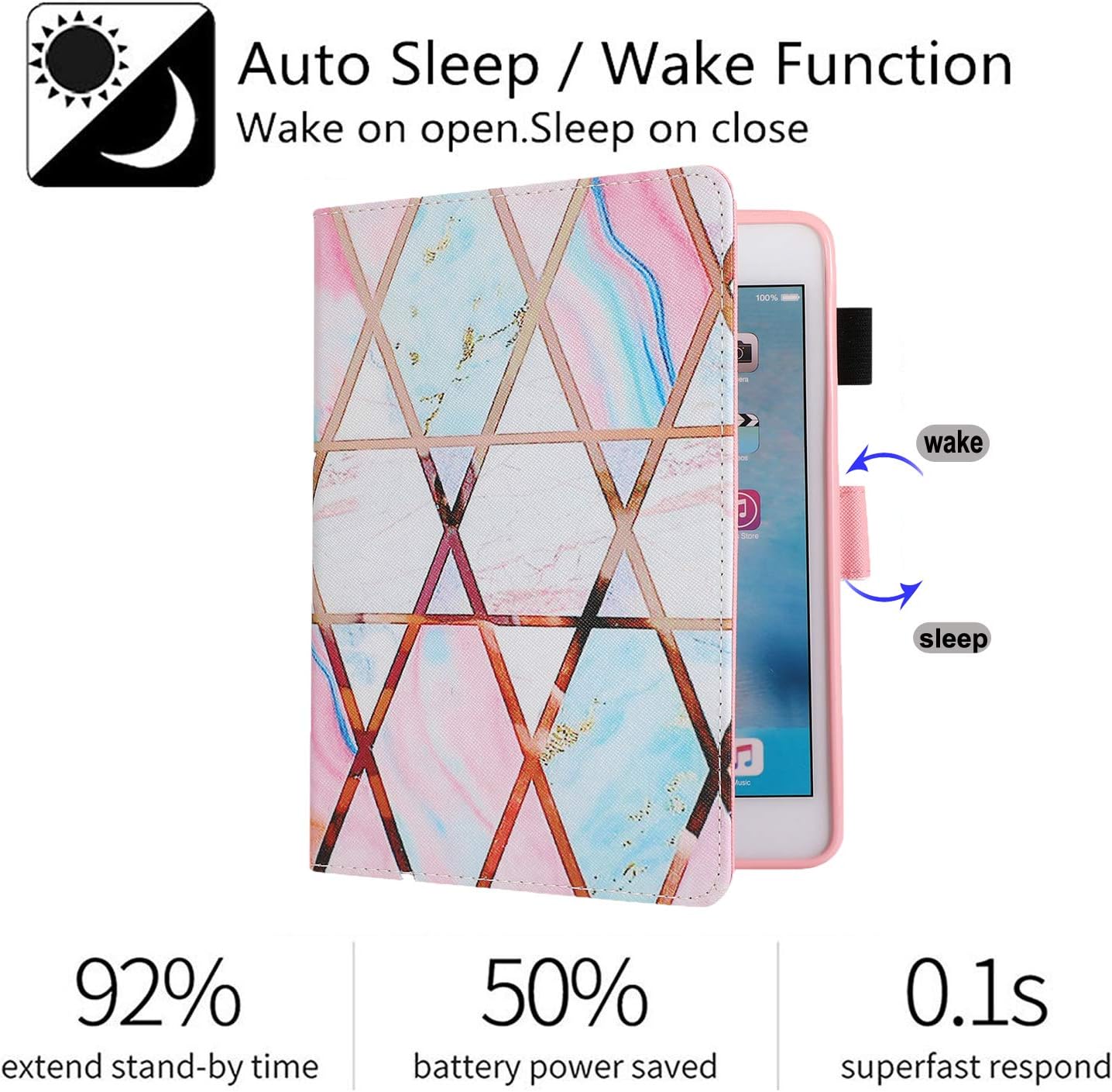 Folio HD 8 Case Old Model(Only Fits 2018 2017 2016 Version, 8th/7th/6th Gen), Not Fit HD 8 2020 Tablet and HD 8 Plus, JZCreater Leather Standing Case Cover with Auto Wake/Sleep, Color Grid