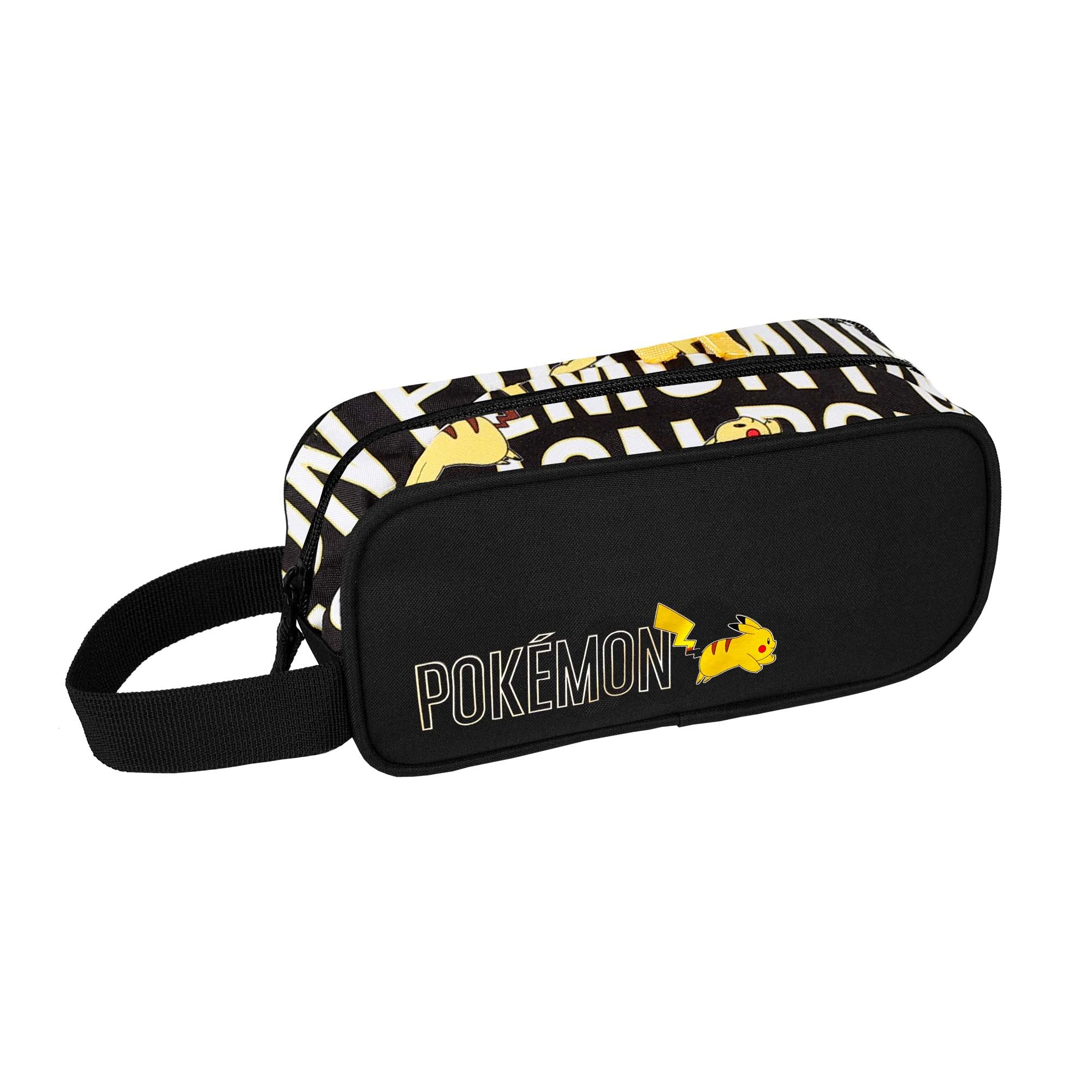 Estuche Gamer Case Pokemon - Diseño Pikachu con Asa Lateral - Portatodo con 1 Compartimento - Interior Forrado y Cierre de Cremallera - 11×24×10 cm - Toybags