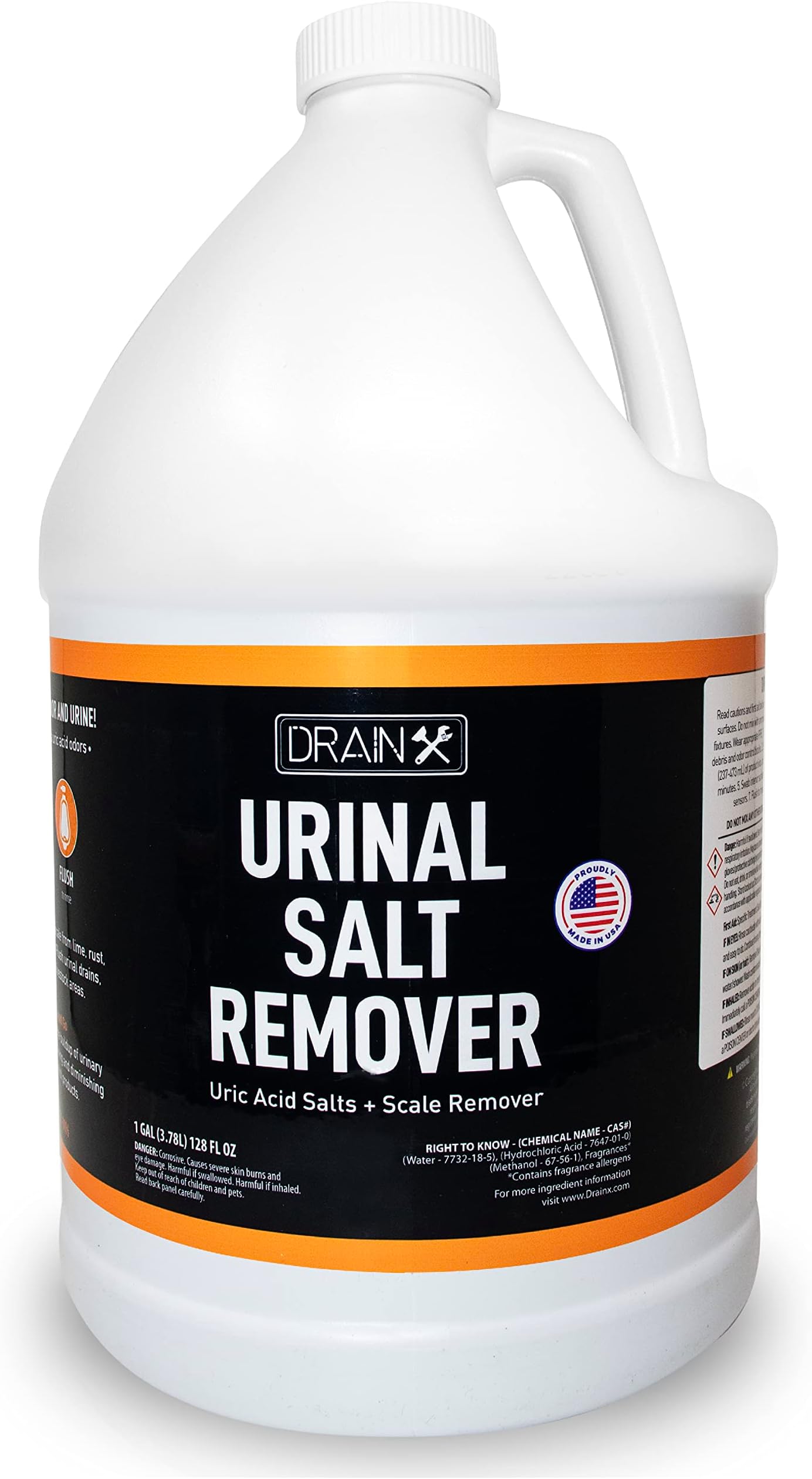 Drainx Urinal Salt Remover - Uric Acid Salts Scale Remover Unclogs Urinals and Removes Uric Acid Odors - 1 Gallon / 128 fl oz