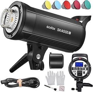 ضوء فلاش ستوديو Godox SK400II-V بقدرة 400Ws، قاعدة Bowens، حرارة 5600±200K، نظام لاسلكي 2.4G X مدمج، مع مصباح ليد للمعاينة، مثالي لبورتريه الزفاف، وتصوير الأزياء
