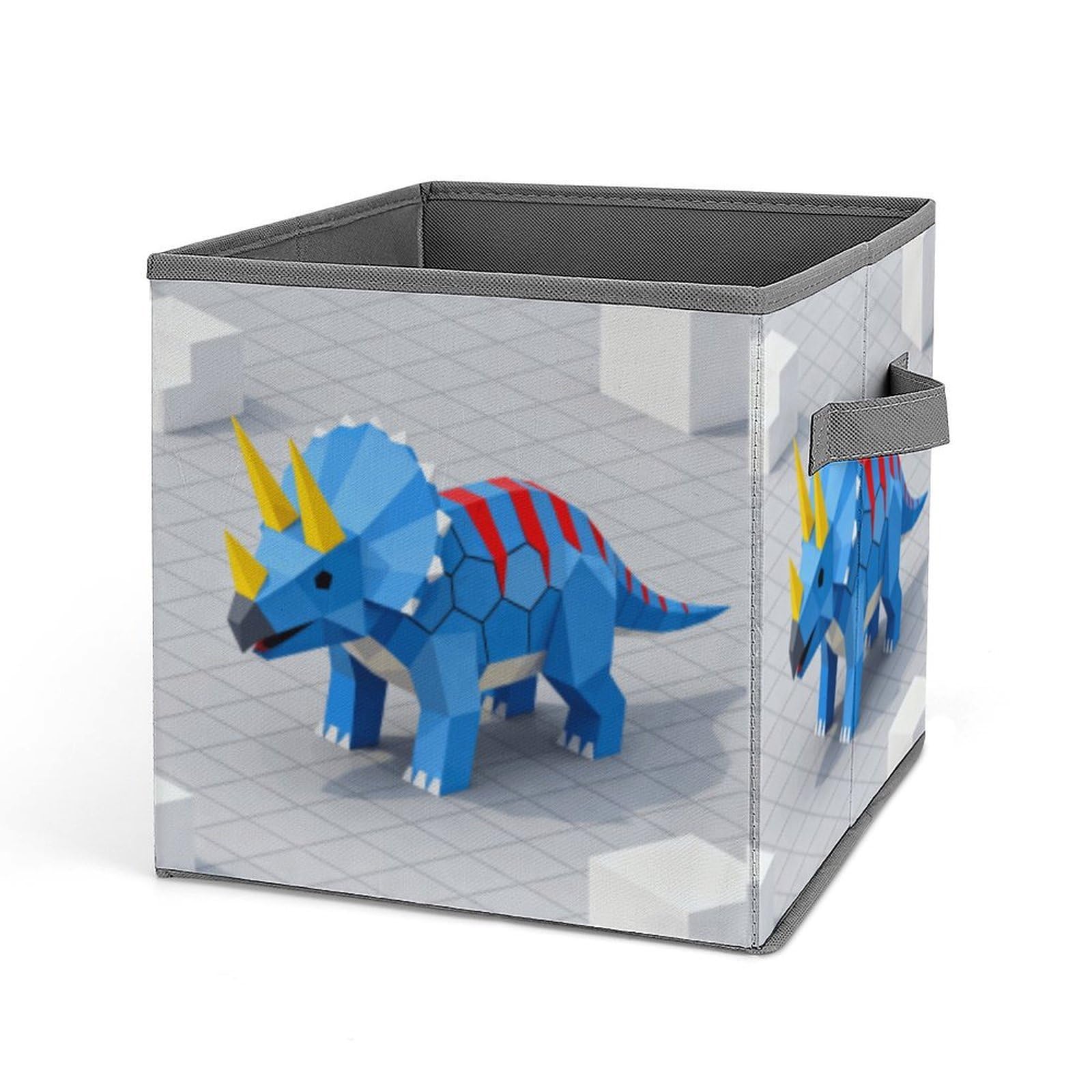 Dinosaur Patterns Storage Baskets Collapsible, Exquisite Pattern Cube Box, Canvas Fabric Storage Bins with Handles, Clothe Organizer Box for Home Decorative Office Bedroom