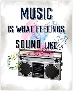 Buzz Unplugged Motivational Wall Art Office Decor for Men & Women: Music is What Feelings Sound Like 8x10 Inspirational, Motivational Poster & Positive Affirmations Wall Decor for Kids