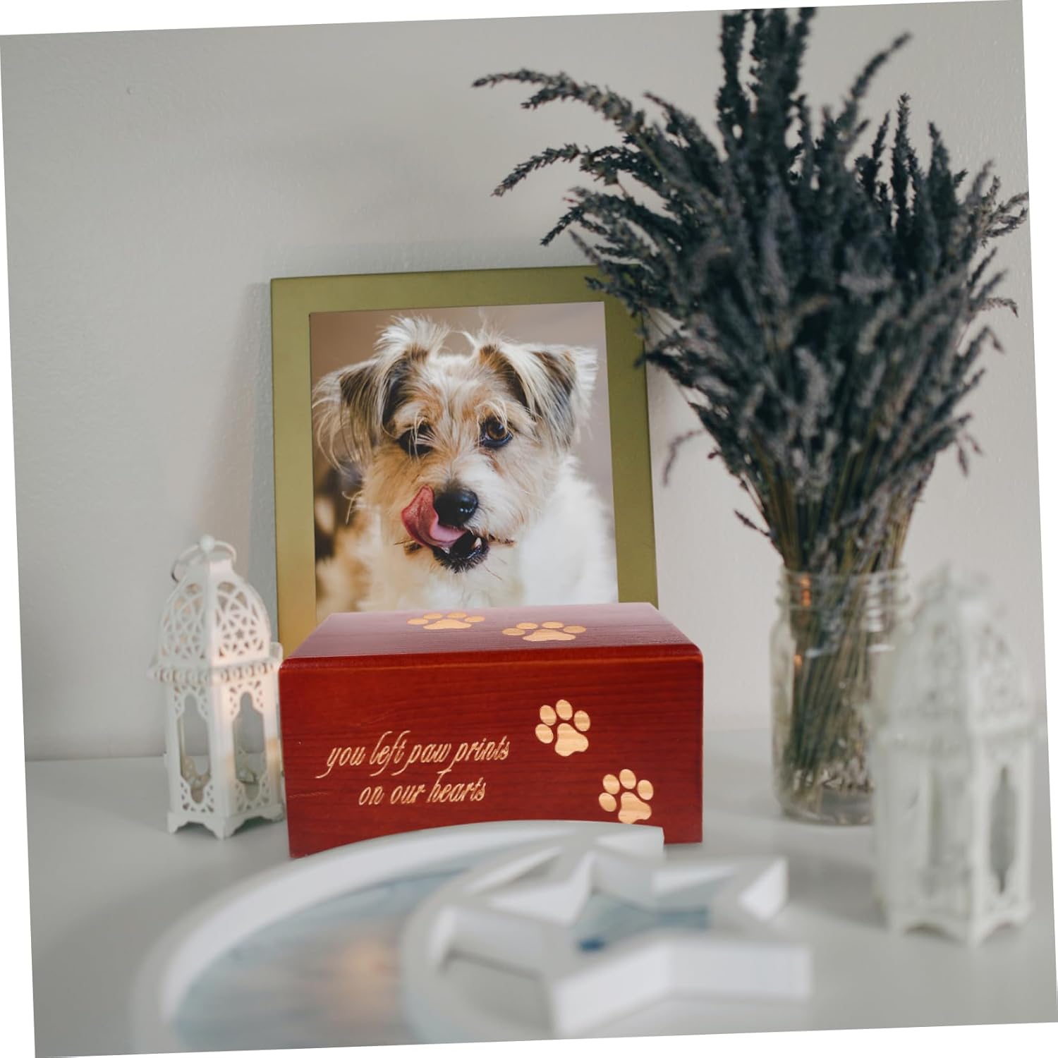 Totority Wood Pet Urn for Ashes Memorial Cremation Box for Dogs Cats Wooden Funeral Holder Elegant Design for Pet Remembrance Lightweight Easy to Use