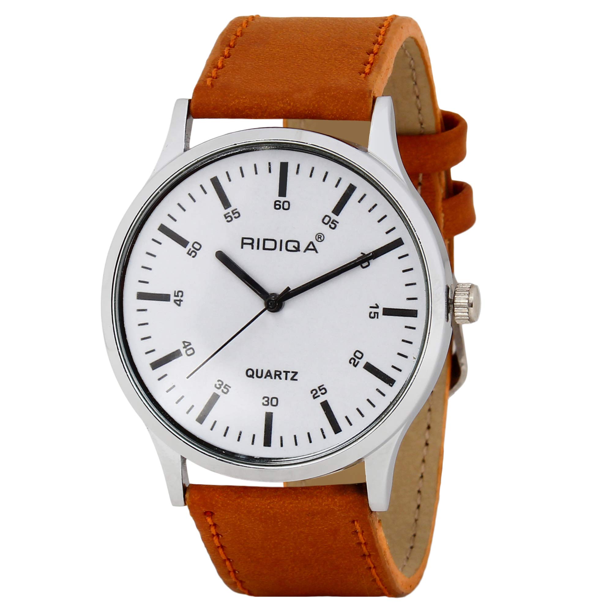 RIDIQA Analog Wrist Man Watch White Dial Brown Belt (B07PZCV7CL) Amazon Price History, Amazon Price Tracker