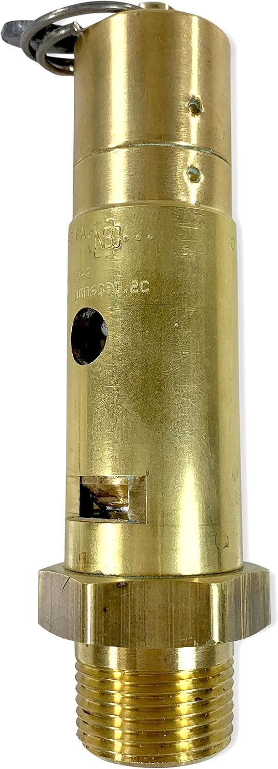 Brass, 3/4" NPT Industrial Hard Seat Safety Pressure Relief Valve, Made In The USA (175 PSI / 670 SCFM)