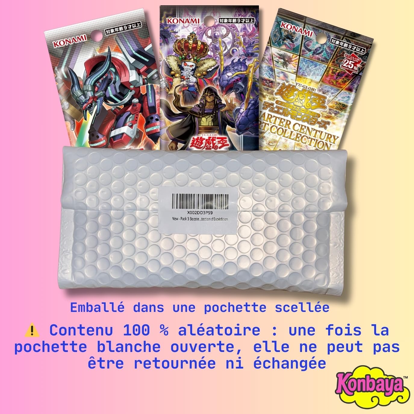 Pack 3 Boosters YU-Gi-Oh! Japonais Aléatoires – Cartes Officielles – Konbaya Selection – Protection d’Expédition