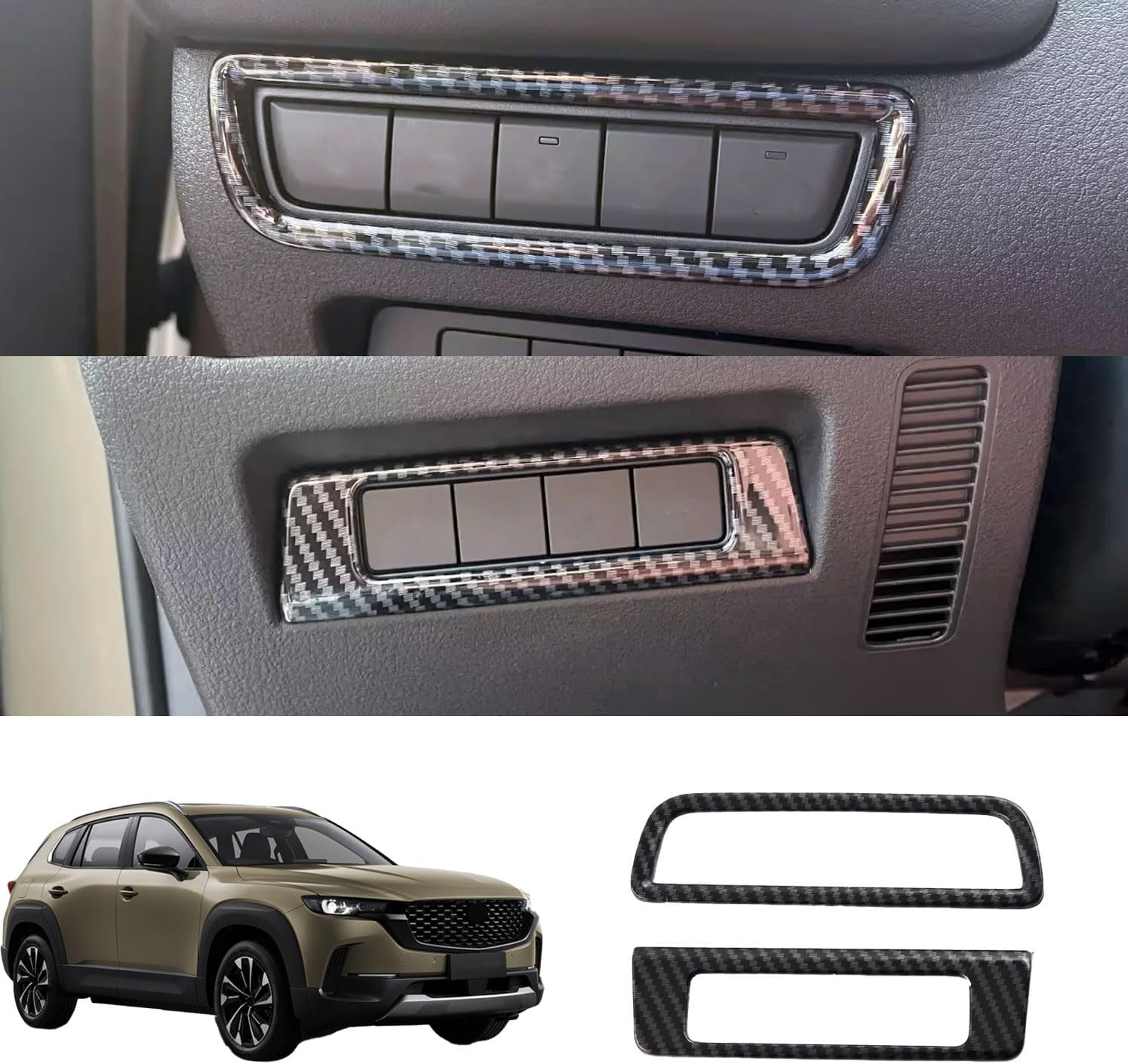 Gear Shift Panel Cover Trim Fit for Mazda CX-50 2023 2024 2025，Center Console Interior Accessories（Stainless Steel,Brushed Black）(No fit CX-50 Hybrid)