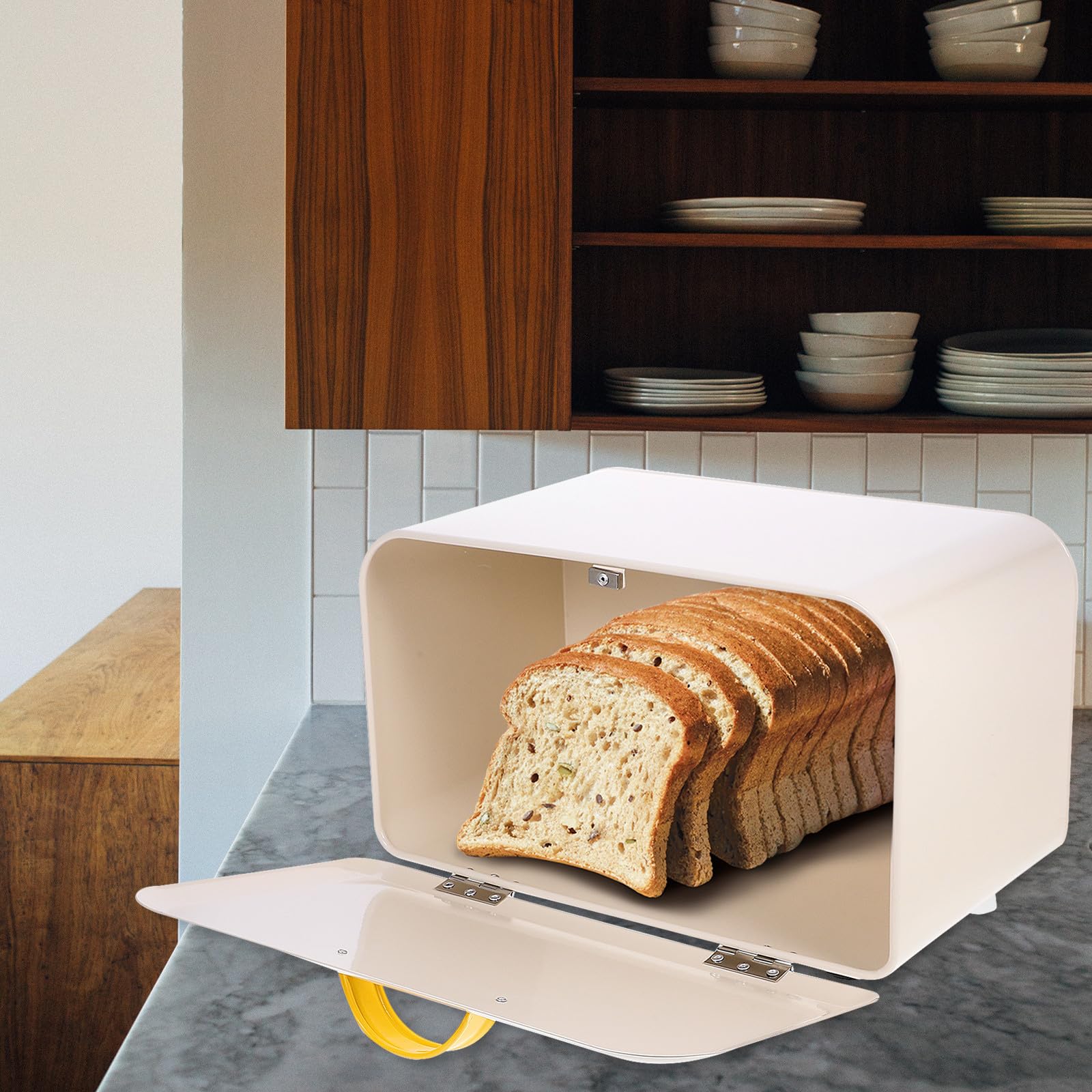 Kichvoe Boîte Comptoir en Métal Beige à Fermeture Magnétique