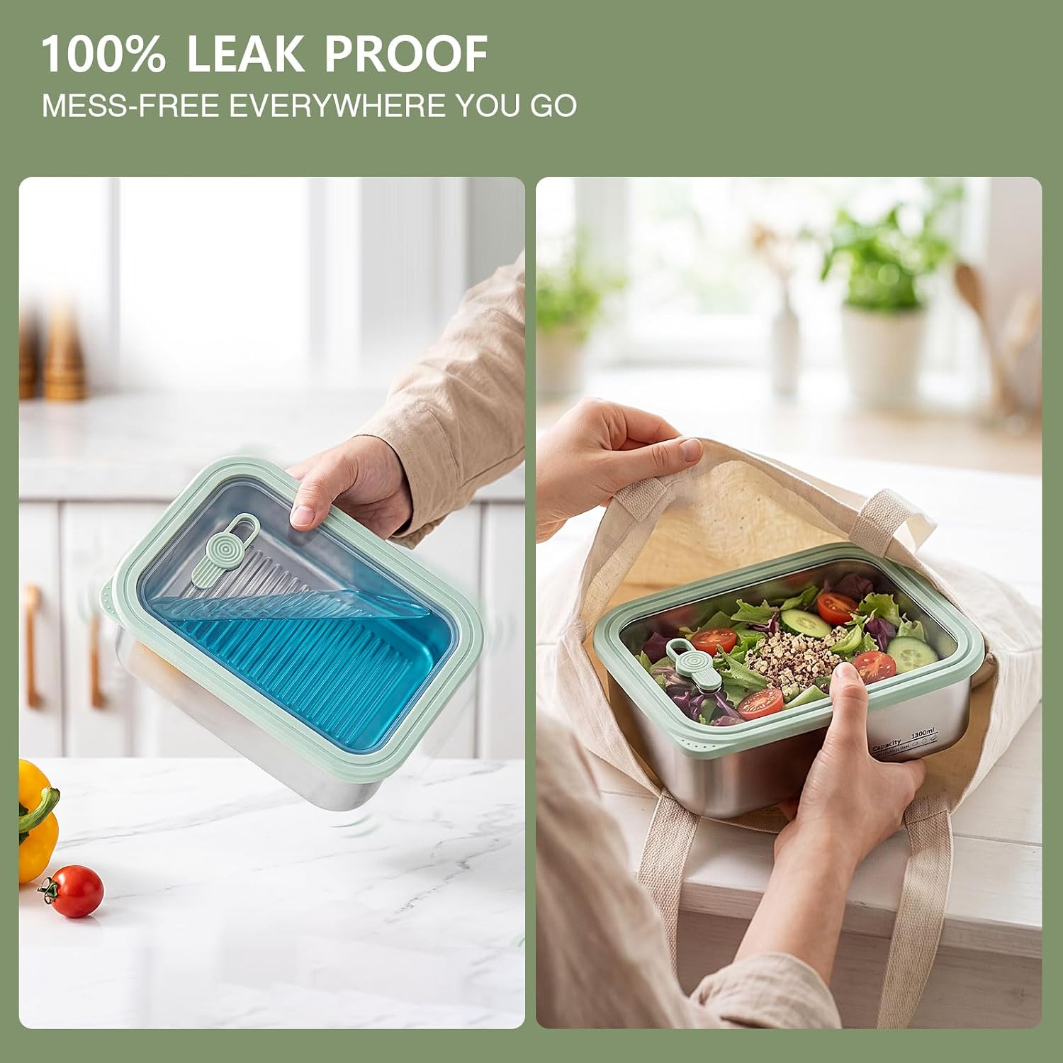 Greentainer Stainless Steel Food Storage Containers with Lids, Set of 3