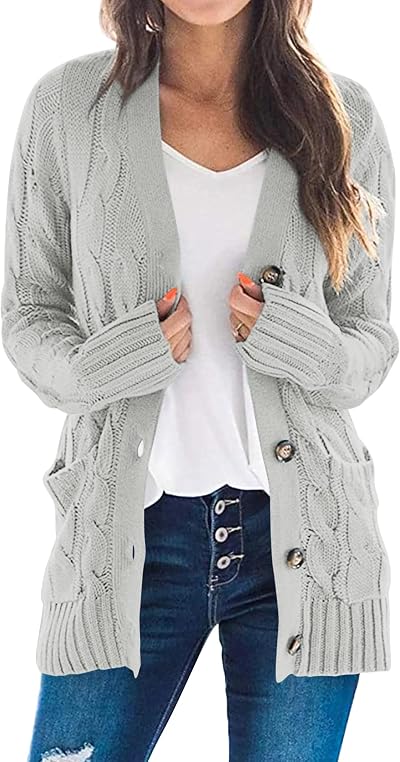 PRETTYGARDEN Women's Cable Knit Cardigan Sweaters Fall