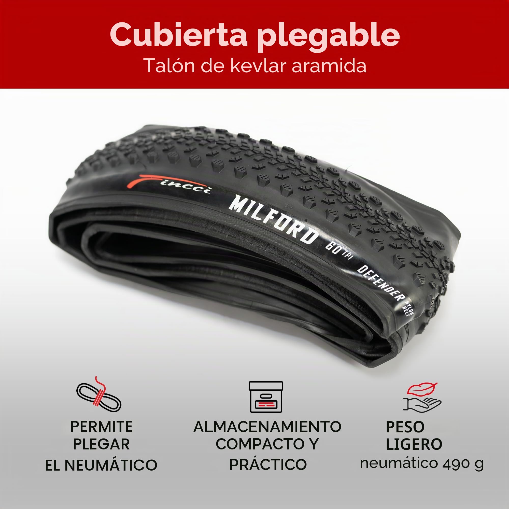 Fincci Neumaticos 700x40 42-622 Plegable 60TPI con Proteccion Antipinchazos | Neumático Bicicleta 700x40c con Carcasa 60TPI y Proteccion LVL3 Nylon para una Presion de 50-80 PSI - Pack de 2