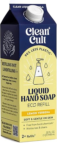 Miniatura 1 de Cleancult - Recambios de jabón líquido para manos - Verbena de limón - Hecho con aloe vera y aceite esencial - Nutre e hidrata la piel seca y