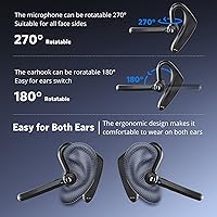 Vista 5 de Auriculares Bluetooth con cancelación de ruido AI de doble micrófono para teléfonos celulares, 30 horas de conversación HD, 10 días en espera