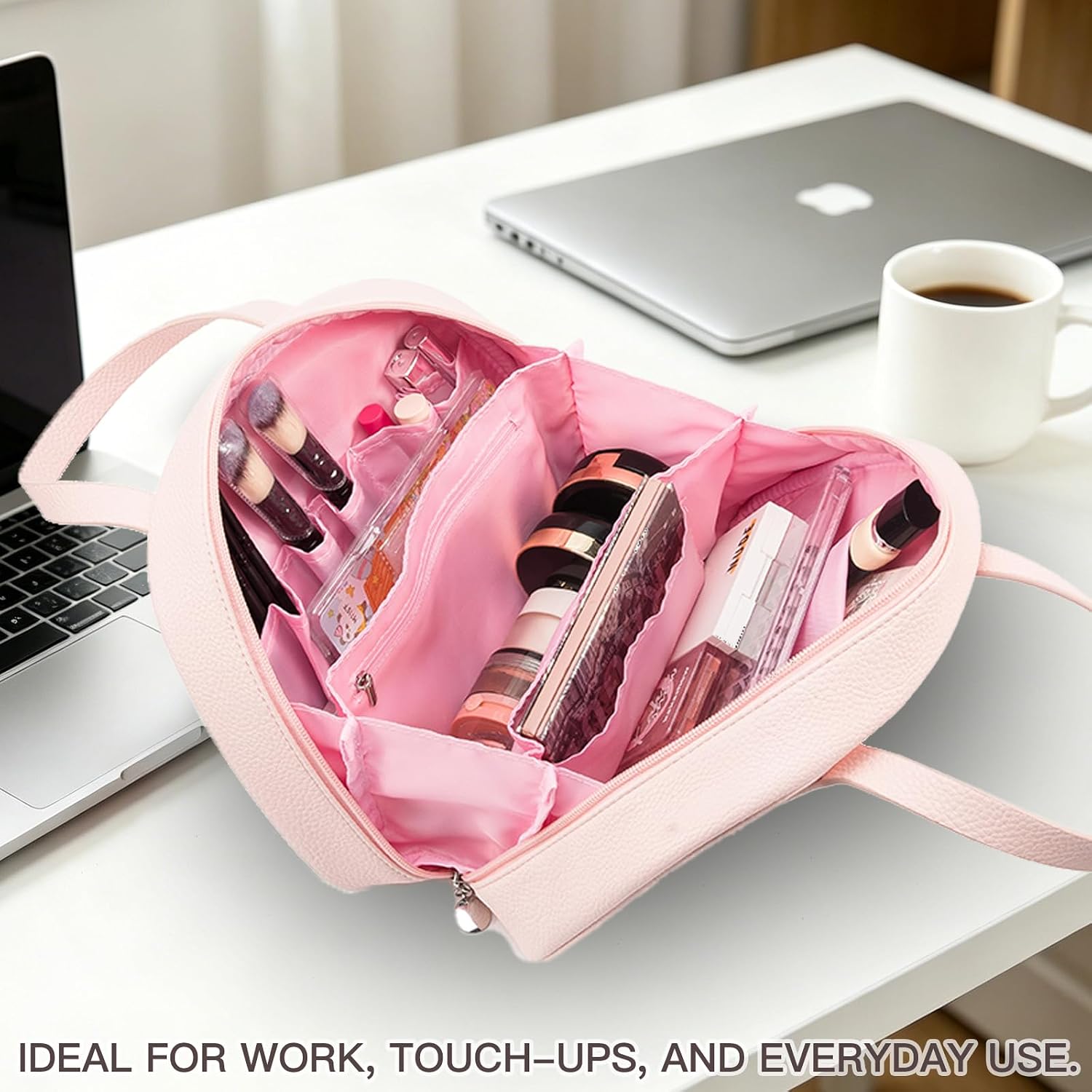 ROYALFAIR Standing Makeup Bag, Travel Cosmetic Organizer, Pink image 2