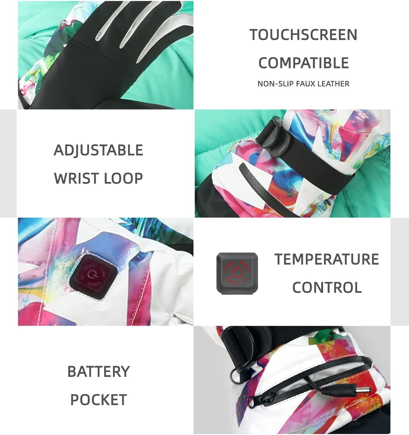 Aroma Season Heated Gloves for Professional Skiing, Fishing, Hiking, Cycling, Camping, Hunting - 7.4V 3000mAh Rechargeable Batteries, Waterproof and Windproof, Touchscreen Heating Gloves for Men & Women : Clothing, Shoes & Jewelry