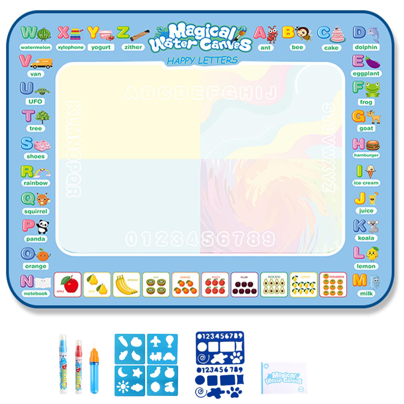 Tapis de dessin à l'eau 80x60 cm pour enfant avec stylos magiques