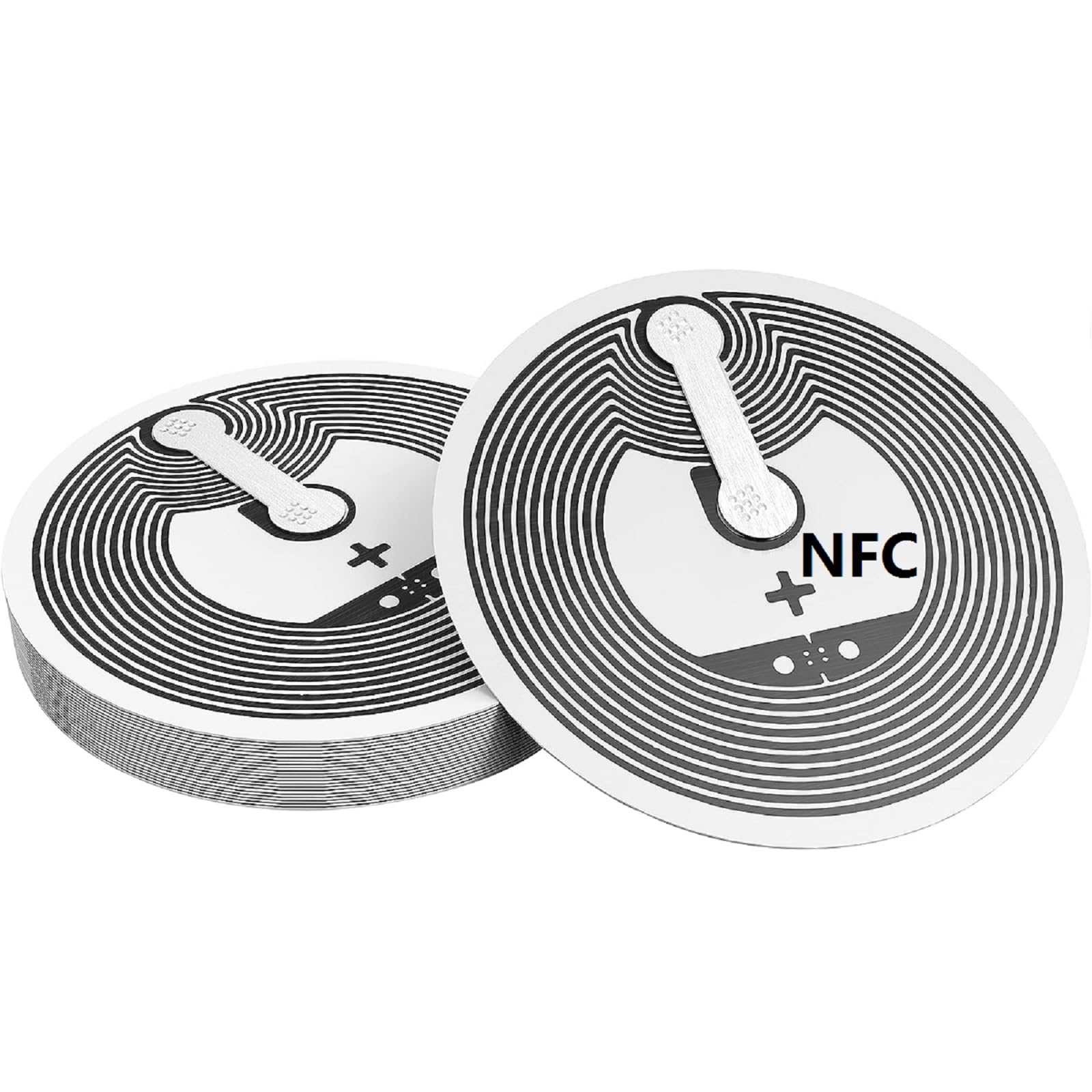NFC Étiquette,NFC Cartes Rondes,NFC 215 Étiquette de Carte,15PC NFC Tags 504 Octets Compatible avec Tous les Téléphones Mobiles et Autres Appareils Prenant en Charge NFC 25 mm