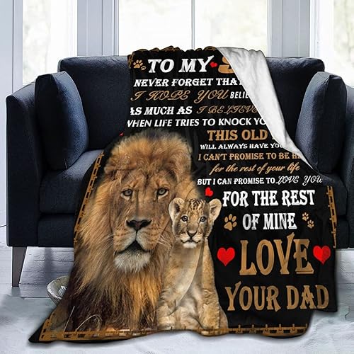 Miniatura 2 de Manta de franela personalizada con texto en inglés To My Son from Dad, suave manta de león para cama, sofá, manta de felpa personalizada, regalo