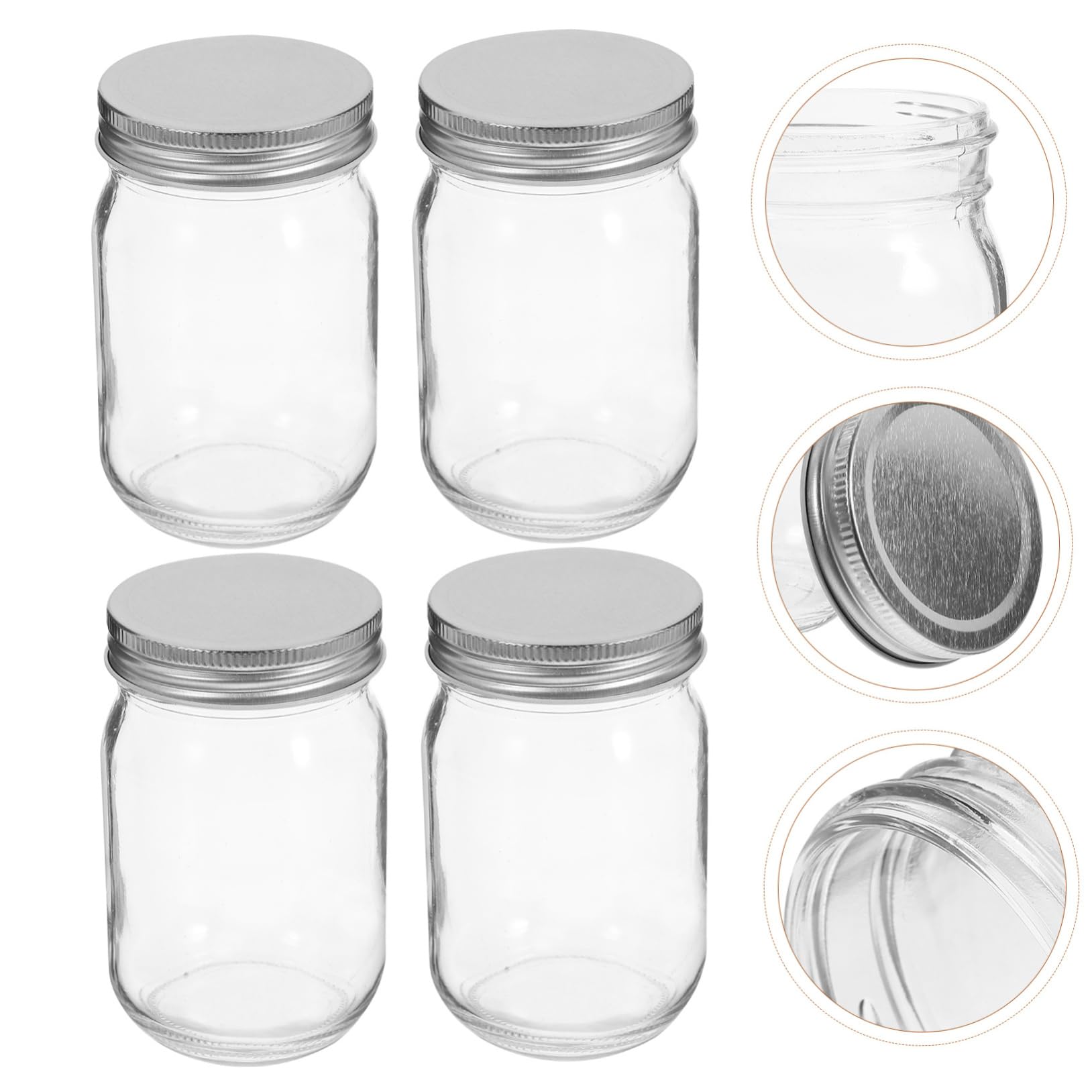 SECFOU 4 Stück Mason Gläser aus Glas 380ml mit Weiter Öffnung