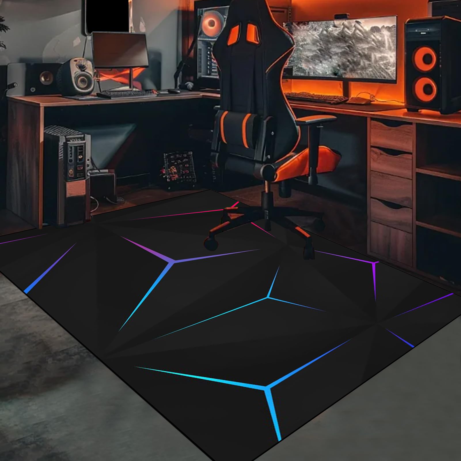 Tapis Chaise de Bureau, Tapis Chaise Gaming Antidérapant Tapis pour Fauteuil, 90 x 120 cm Tapis Gaming Sol pour Sols durs, Protège Sol Protection Sol Gamer Bureau Gaming pour Salon, Chambre, Bureau