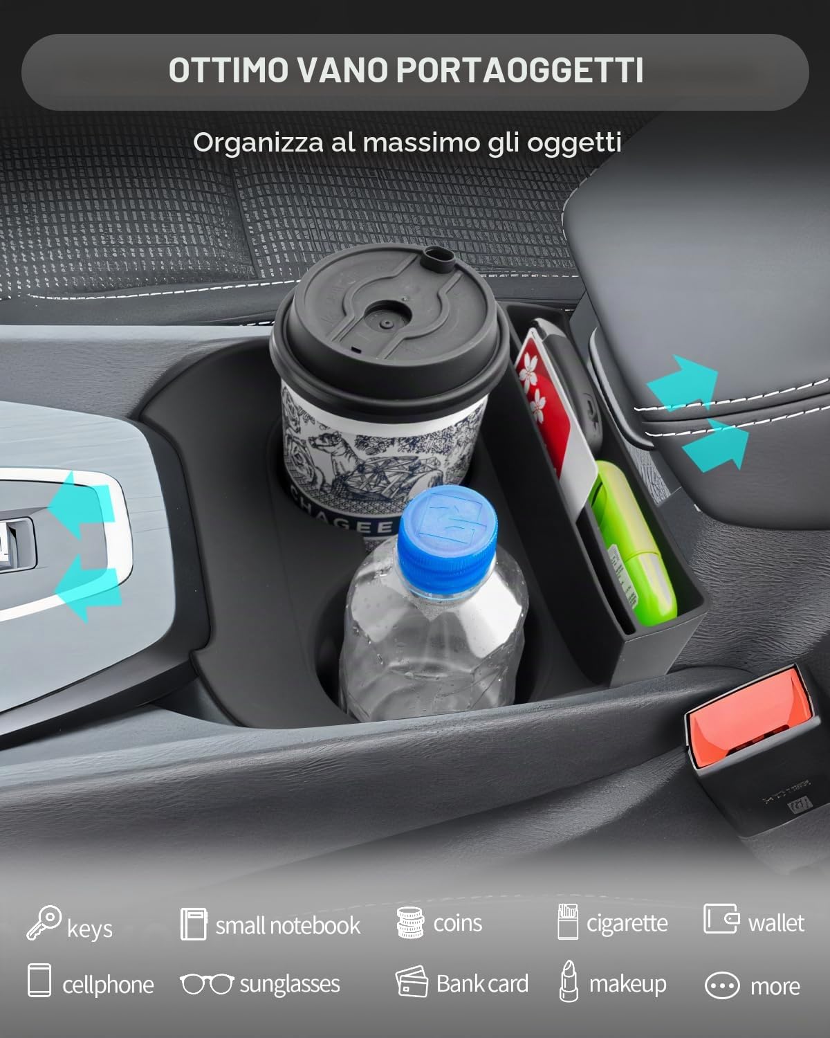 CDEFG Compatibile con Nissan Qashqai J12 e-Power/Mild Hybrid 2021-2024 2025 Consolle Centrale Portabevande Auto Portabicchieri Portabottiglie Qashqai 2025 Accessori