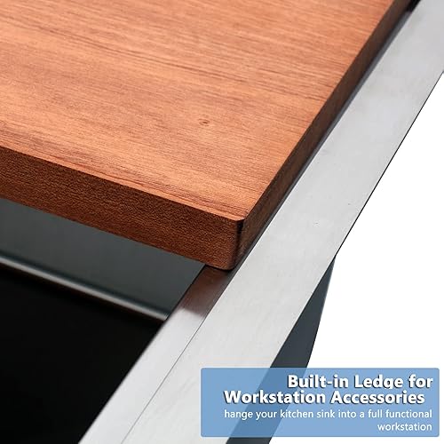 Miniatura 7 de Homtone Fregadero de cocina de 27 pulgadas para montaje inferior, fregadero de acero inoxidable de 10 pulgadas de profundidad, fregadero de estación