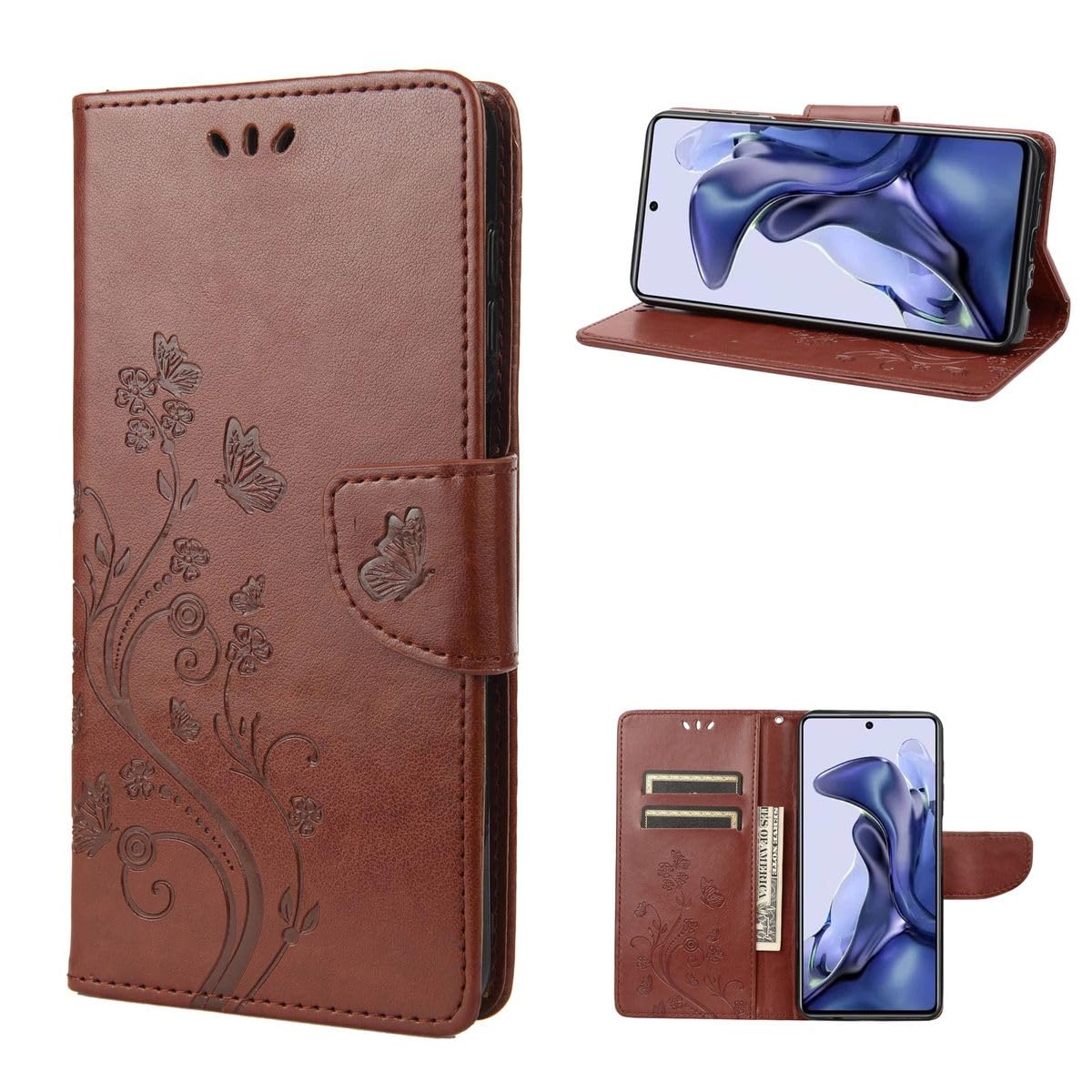 Coque Poco X4 Pro 5G rabat marron avec support de visionnage