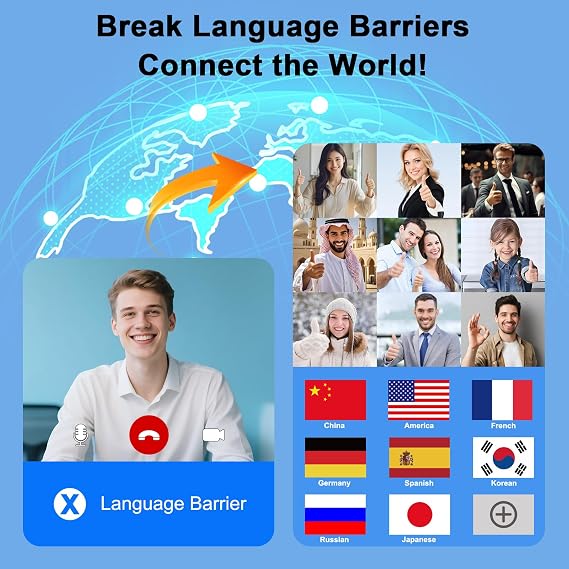 AI Translation Earbuds Real Time 164 Languages Translator Earbuds, 4-in-1 Wireless Bluetooth Earphones with Audifonos Traductores Ingles Espanol for Travel Business Meeting Learning, Magic Black