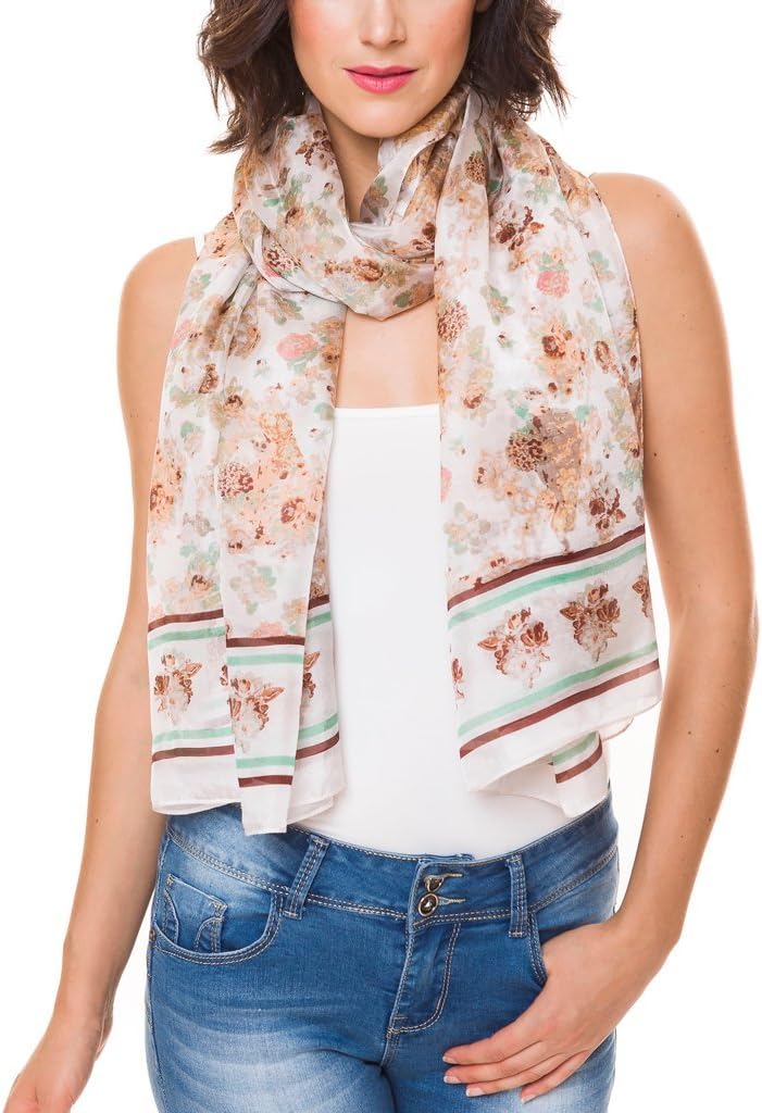 Scarf for Women 100% Silk Fashion Lightweight Shawl Wrap Scarves for Summer Fall Spring