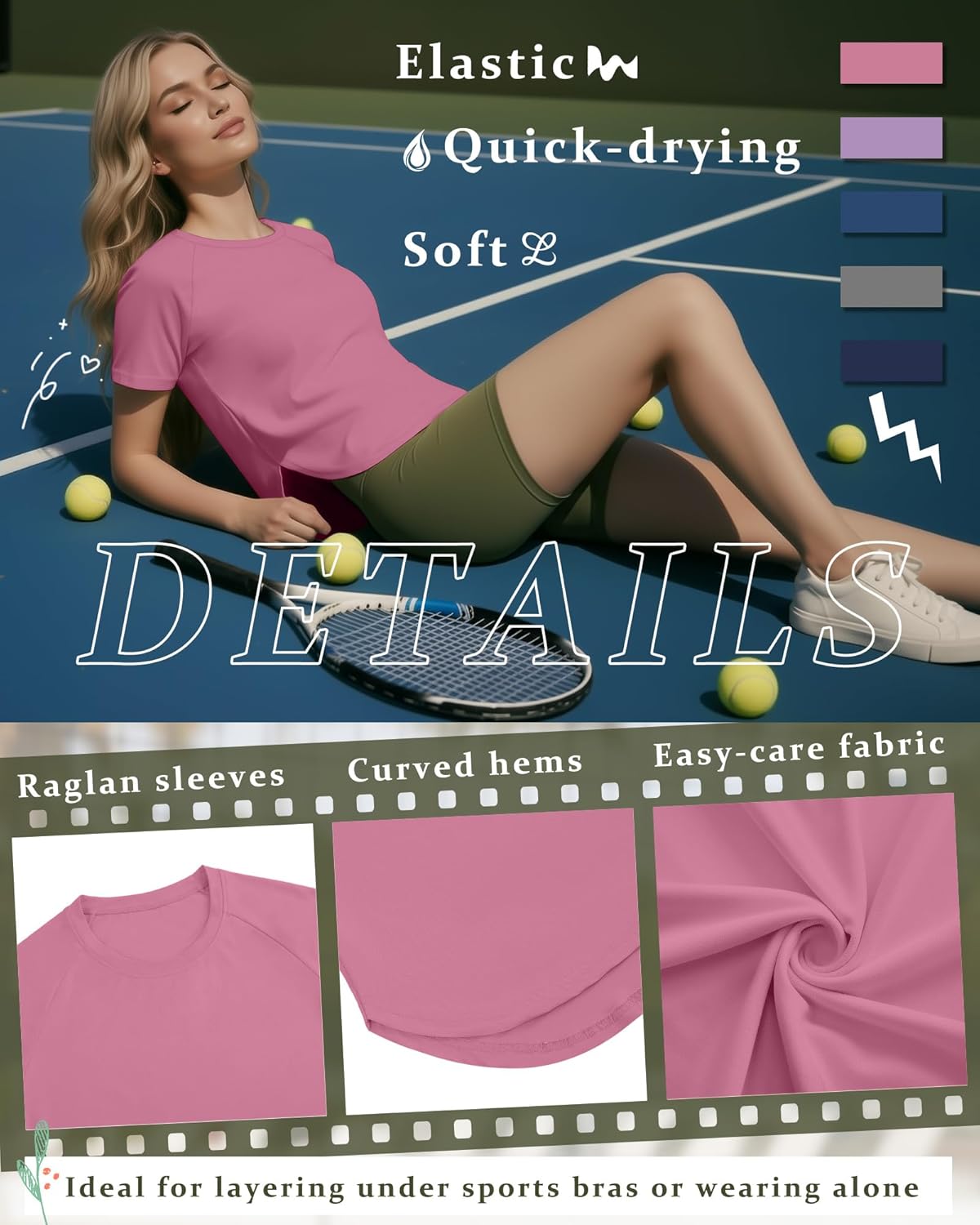 5 Pack Women's Workout Shirts Quick Dry UPF 50+ Exercise Tops UV Short Sleeve Gym Yoga Tees