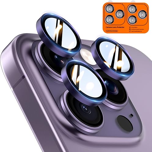 Miniatura 24 de TOCOL Protector de lente de cámara para iPhone 15 Pro Max/Protector de lente de cámara para iPhone 15 Pro de vidrio templado HD individual,