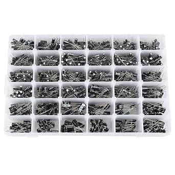 Electrolytic Capacitors Moisture Resistant Wide Capacitance Safe DIY Small Size 990PCS 36 Values Electrolytic Capacitor Assortment Box Kit 0.1uF to 1000uF 10V-50V Range Electronic Parts Portable with