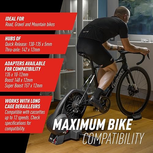 Miniatura 7 de ELITE SRL Direto XR - Entrenador de bicicleta negro, interactivo, gradiente simulado al 24%, resistencia electrónica, compatible con bicicletas de