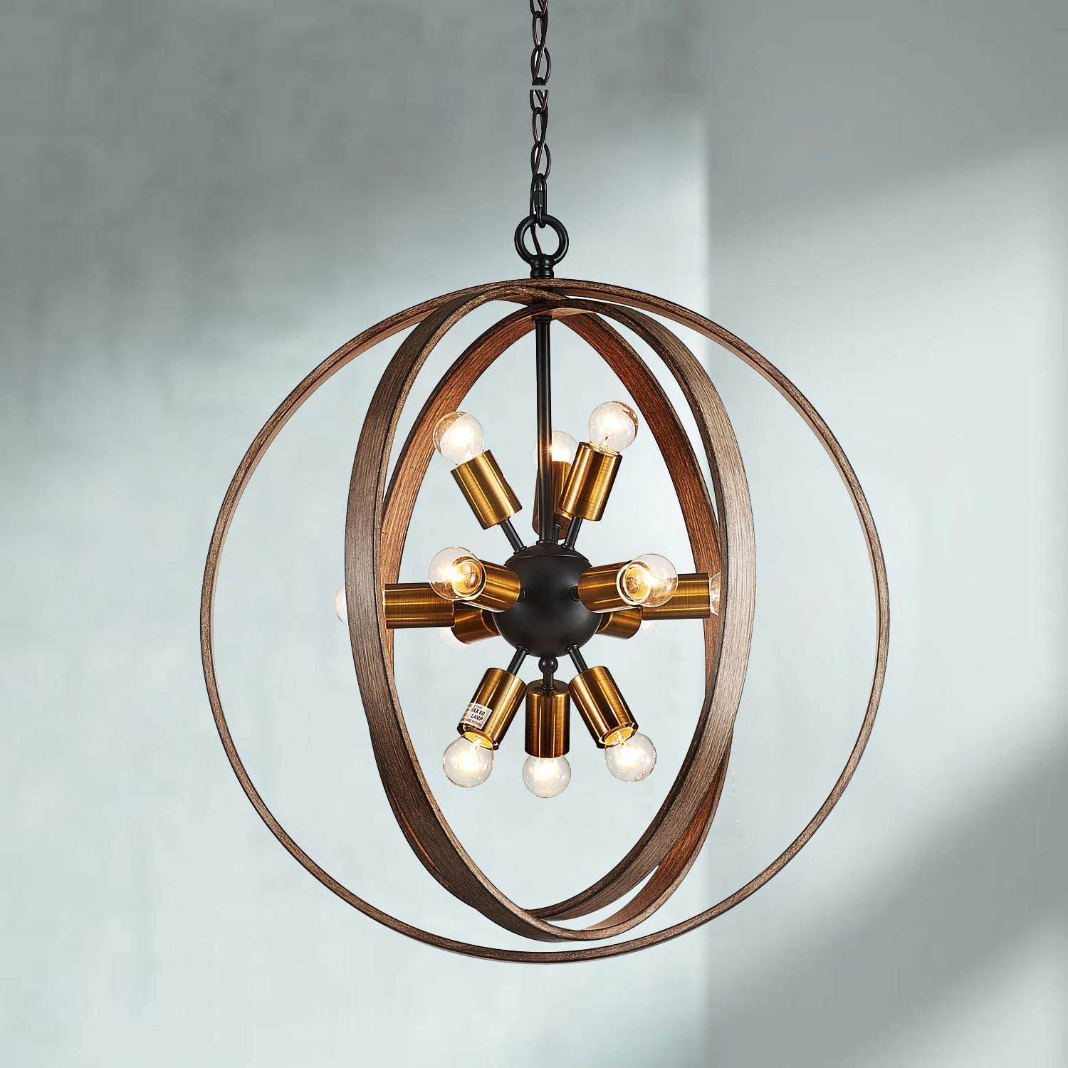 Flash Deals - 70% OFF Saint Mossi Antique Chandelier Lighting in Brass Finish,Globe Pendant Light with 12 Lights,Rustic Farmhouse Pendant Lighting,H25 x D25 with Adjustable Chain 🔥 Hot Deals Saint Mossi Antique Chandelier Lighting in Brass Finish,Globe Pendant Light with 12 Lights,Rustic Farmhouse Pendant Lighting,H25 x D25 with Adjustable Chain