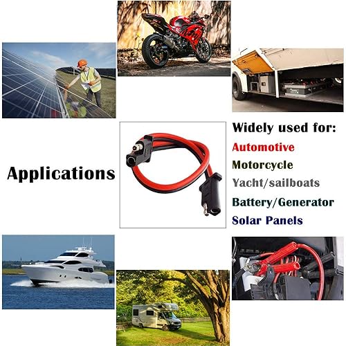 Miniatura 3 de Paquete de 5 mazos de cables polarizados Audiopipe de desconexión rápida de calibre 12 y 2 pines, cable de plomo tipo bala de conector SAE de alta