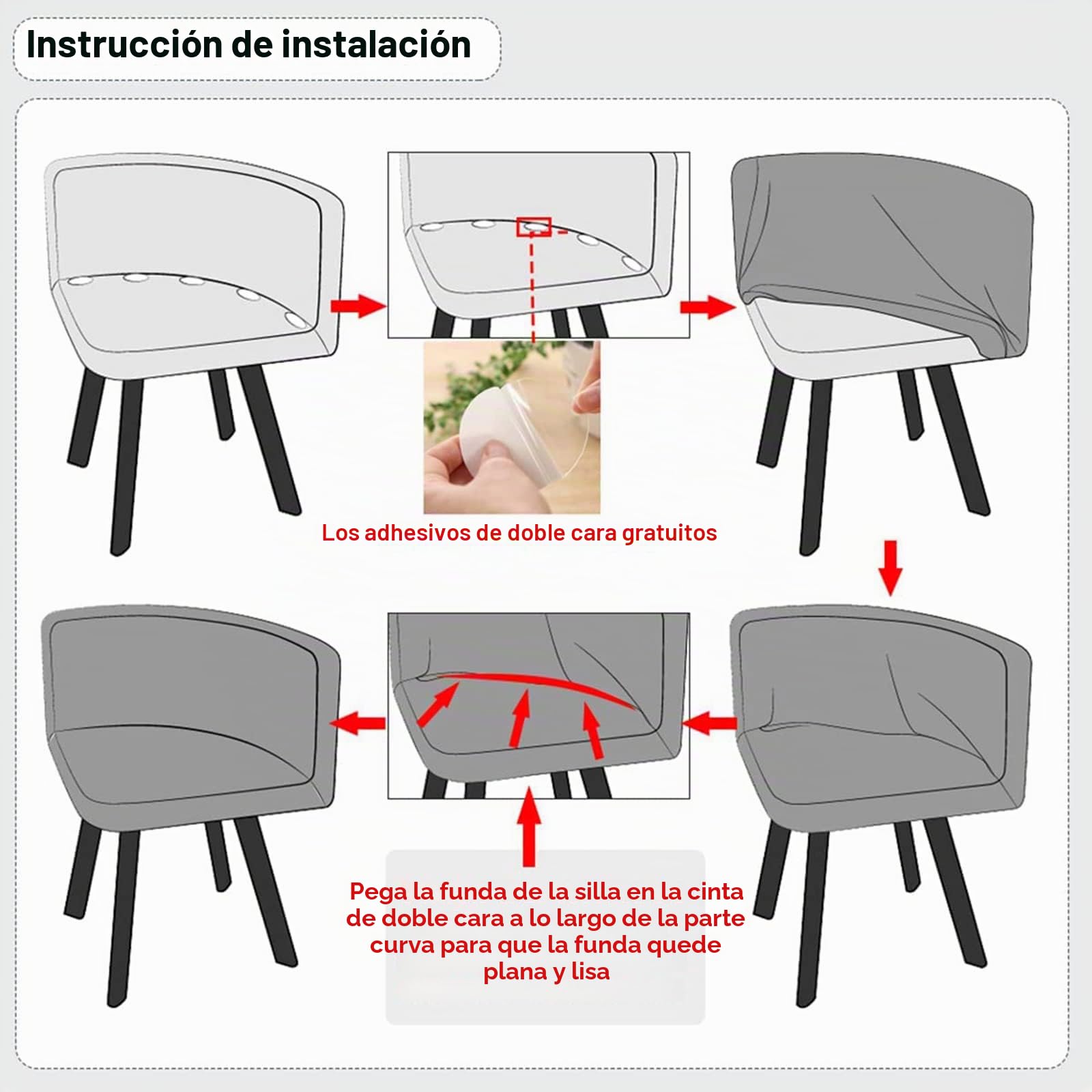 4 Piezas Fundas para Sillas de Comedor Triangulares, Fundas para Sillas Curvas Elásticas Lavables Extraíbles, para Oficina en Casa Hotel Café,H