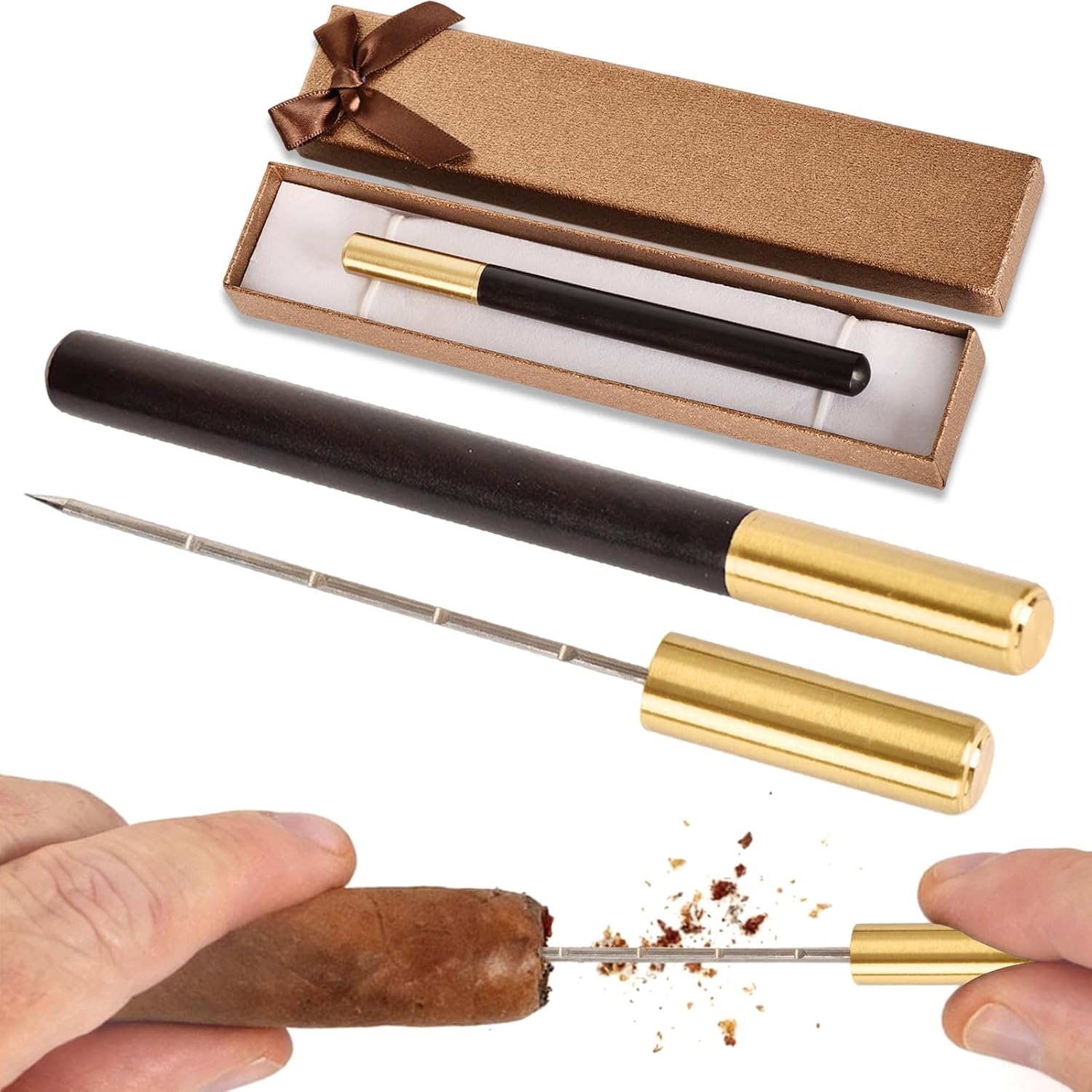 Cigar Cutter & Case Draw Tool,Sharp Stainless Steel Blades & 304 Needle Sharp Perfect Cigar Cutters Cigar Accessories Set