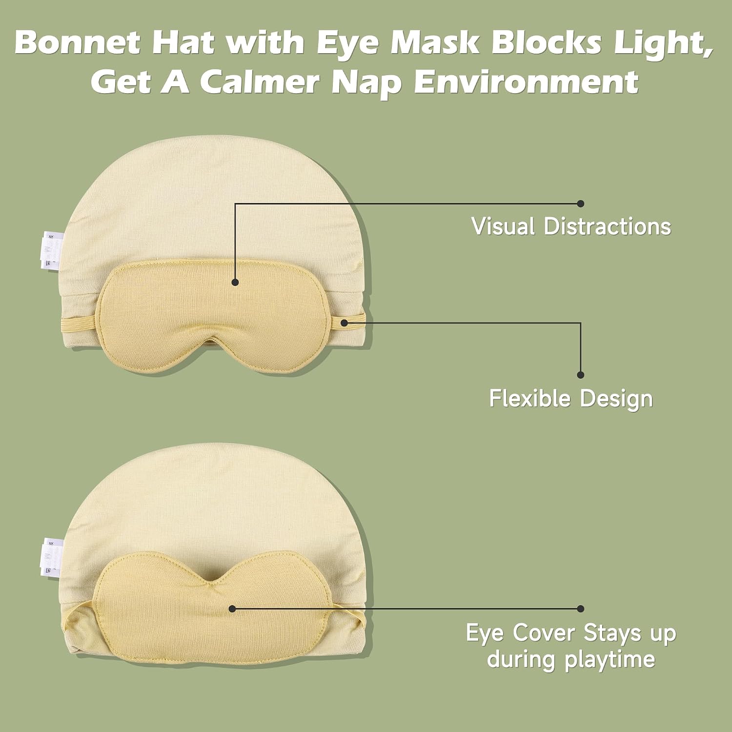 Baby Hat with Sleep Mask 2 in 1,Baby Boy Girl Sleeping Eye Mask & Soft Eye Shade,Baby Beanie Hats,Newborn Baby Hat