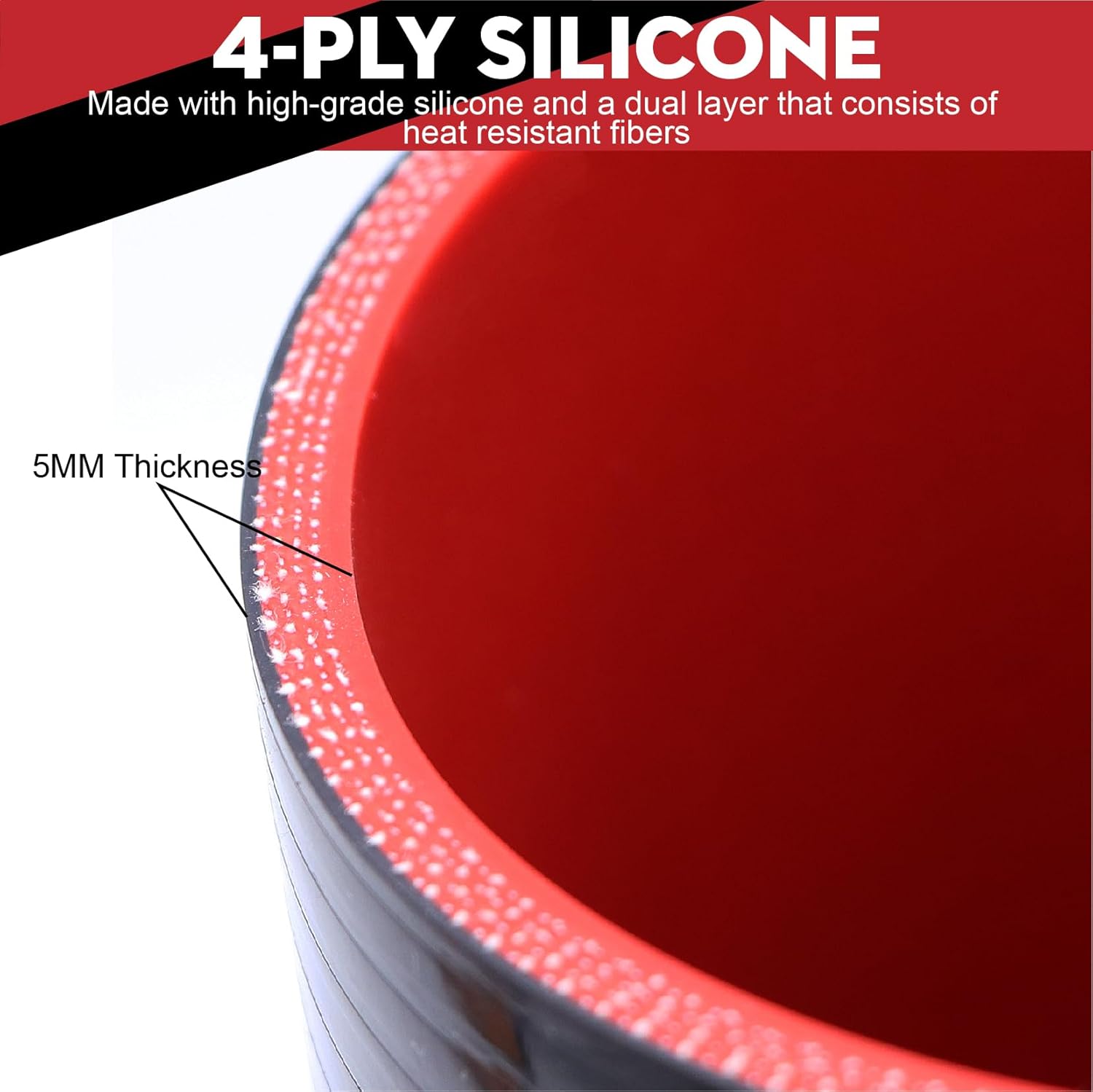 ID 4inch 4-Ply Straight Coupler Silicone Hose 5mm Thickness 12inch Length With 2 X Stainless Steel T-clamps (4inch(102mm))