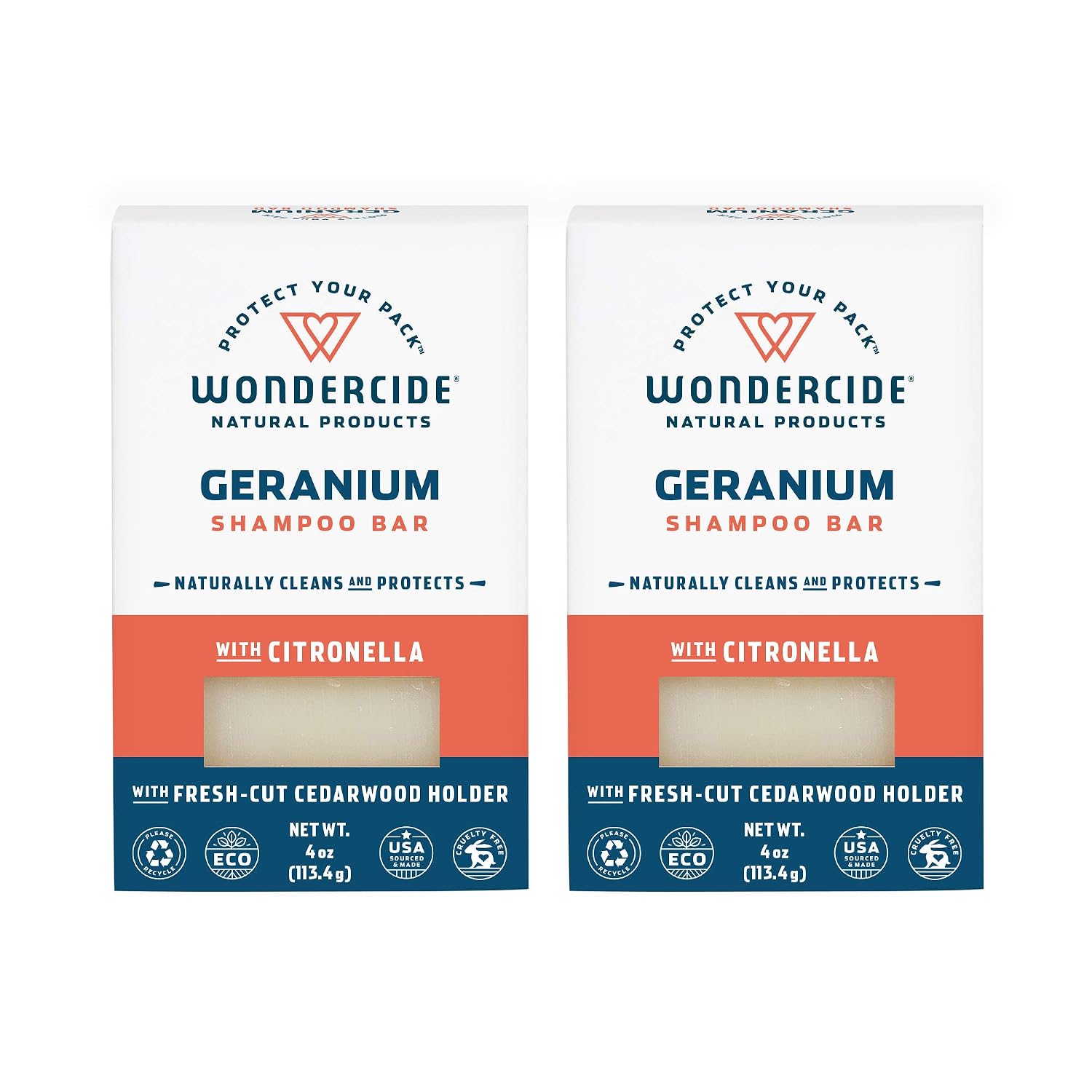 Wondercide - Pet Shampoo Bar for Dogs and Cats - Gentle, Plant-Based, Easy-to-Use with Natural Essential Oils, Shea Butter, and Coconut Oil - Biodegradable - Geranium 4 oz Bar 2-Pack