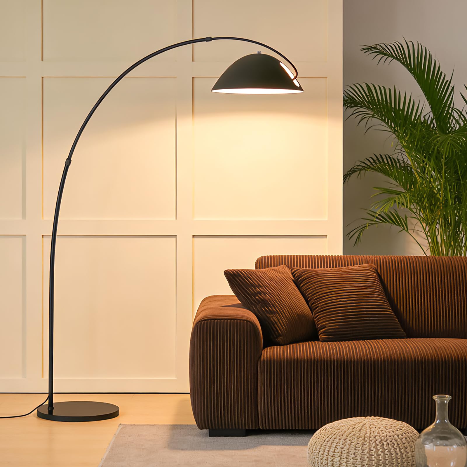 Unique Black Large Arc Floor Lamp 72"Tall with Remote Dimming