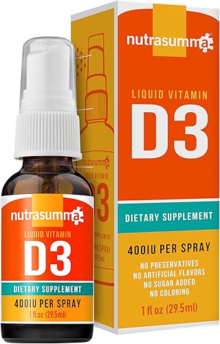 Nutrasumma Vitamina D3 1000 UI Spray -1oz - Tasa de Absorción Naturalmente Alta Apoya los Huesos Impulsa el Sistema Inmunológico Suplemento