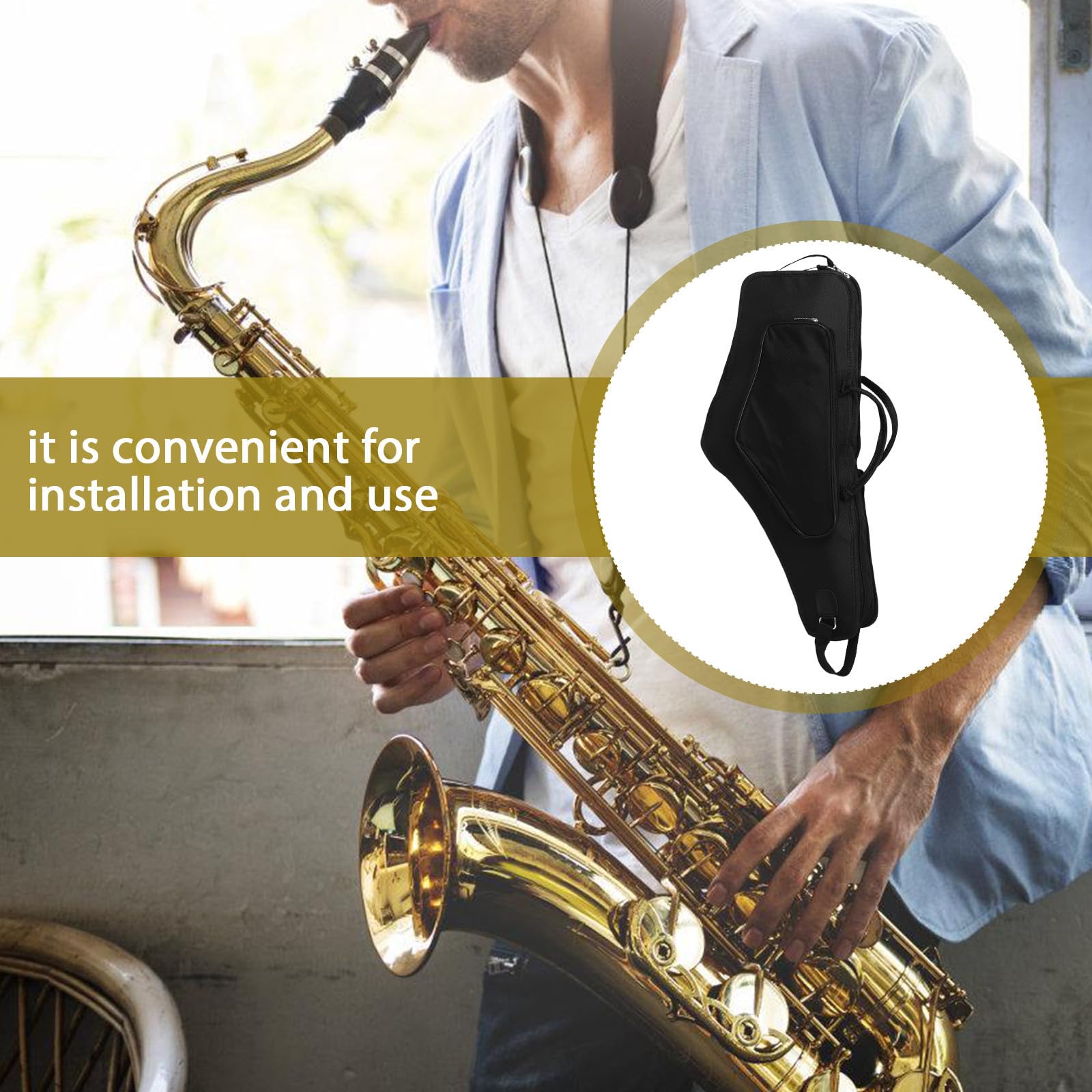 Ciieeo Custodia per Sassofono Contralto, Zaino Leggero Oxford, e Antiurto, Protegge Strumento e Accessori per Musicisti