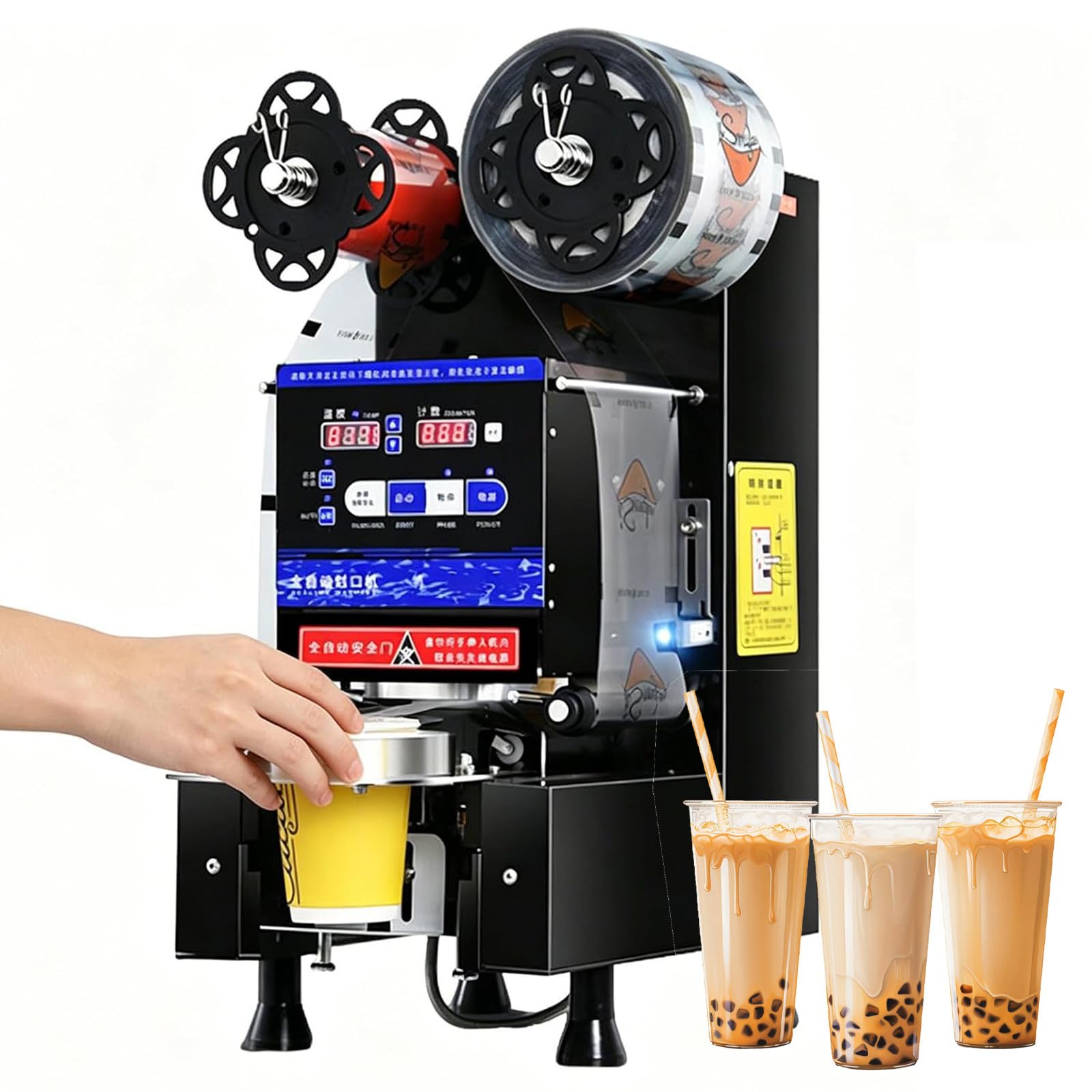 Máquina selladora de vasos automática de 90/95 mm eléctrica para sellado de alta velocidad