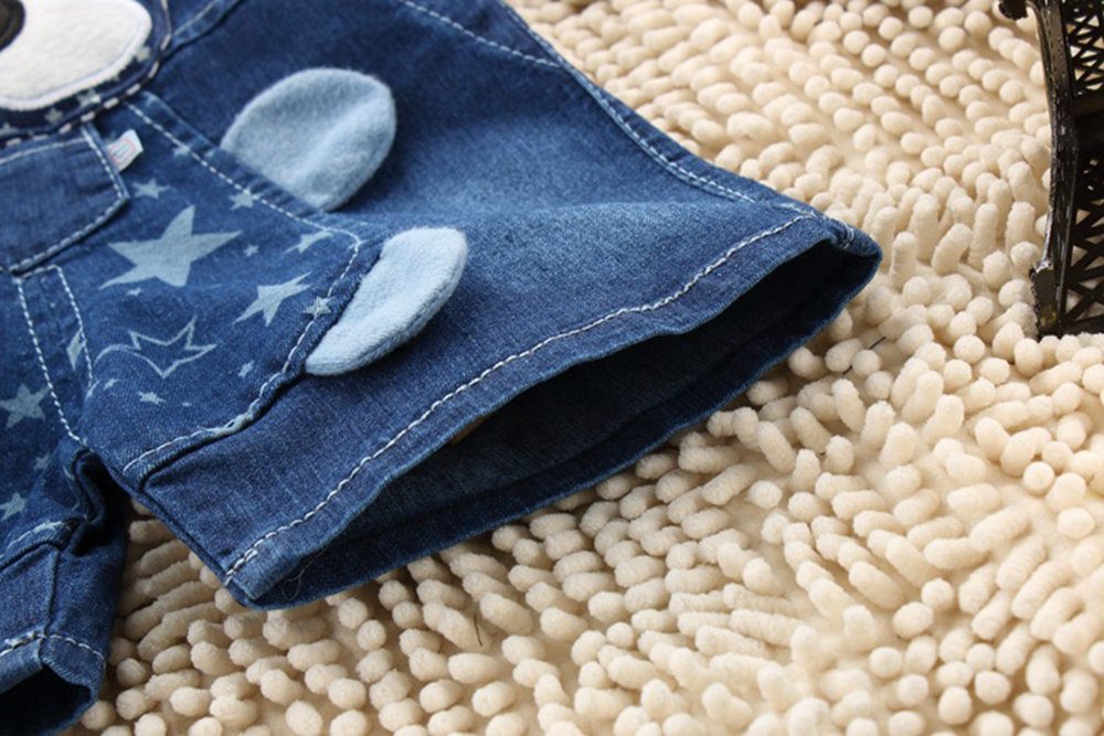 KIDSCOOL SPACE Baby Summer Cotton Denim Uśmiechnięta małpka Miękkie krótkie kombinezony