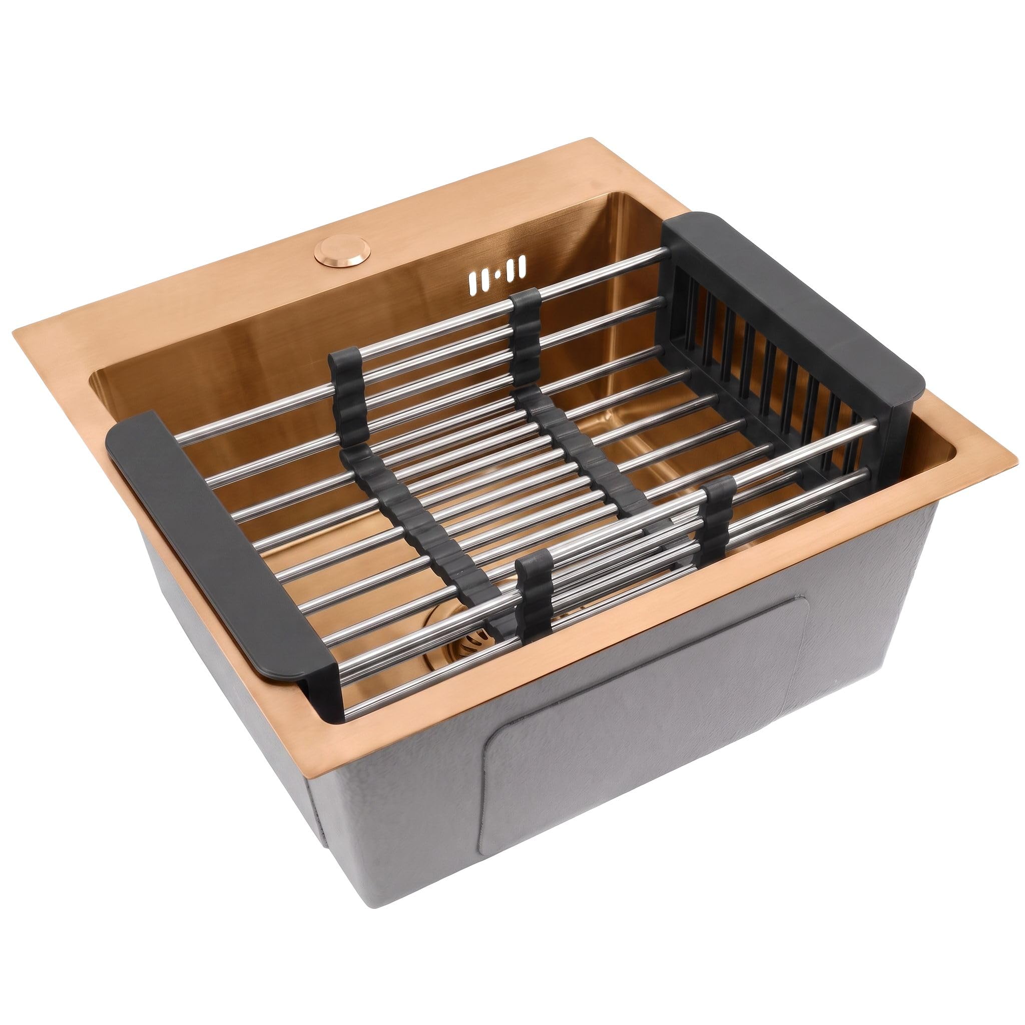 Rea - Sink Stainless Steel Leo 40 Brushed Copper with Beige Accessory Set - 45 x 40 x 18.5 cm