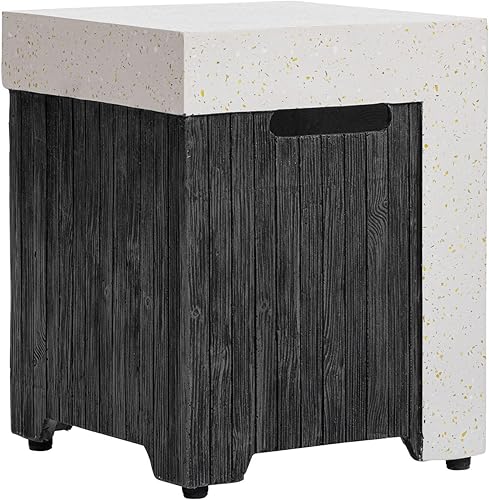 COSIEST Mesa de tanque de propano para exteriores con diseño de grano de madera, mesa de tanque oculta exterior de 16 pulgadas, oculta el tanque